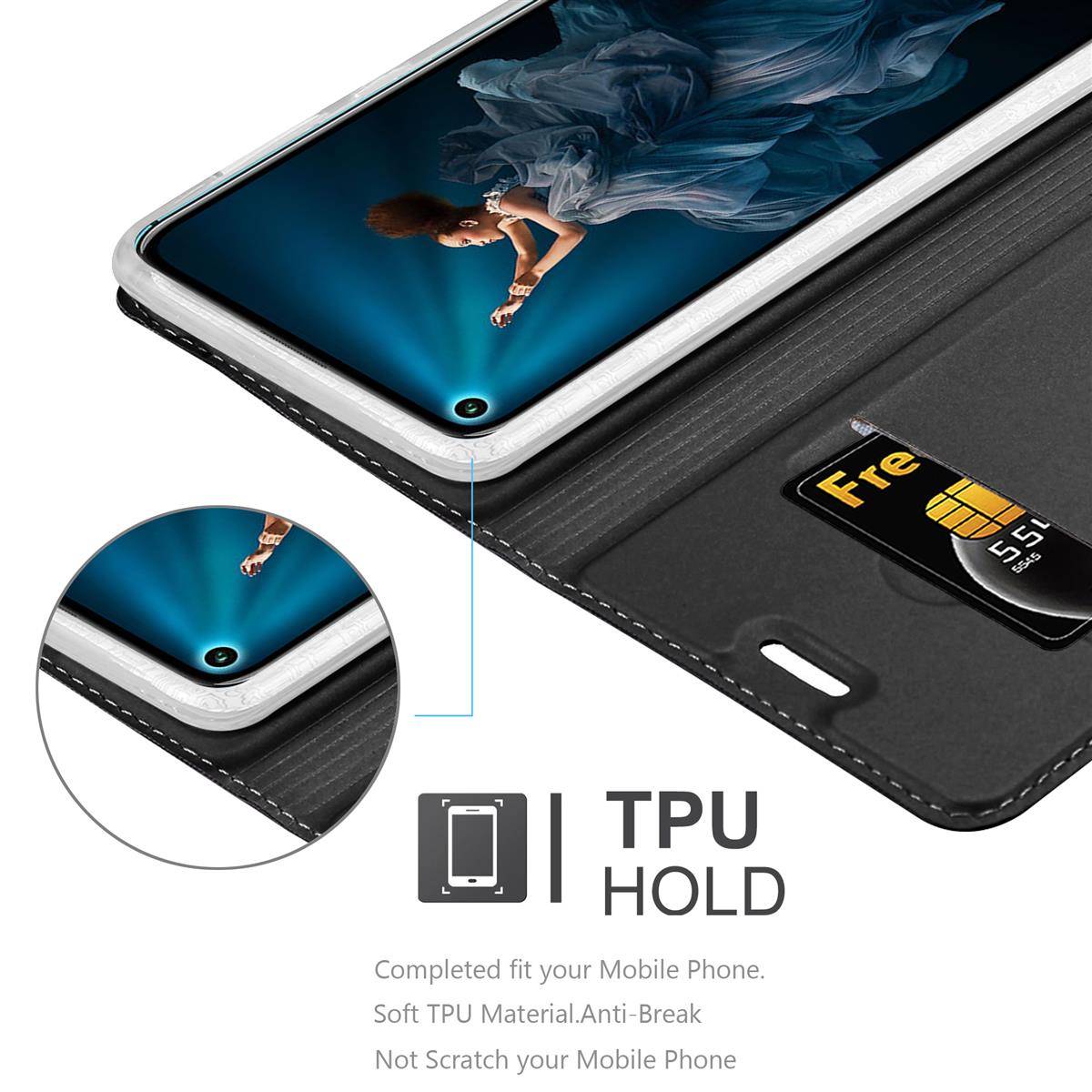 Cadorabo Handyhülle für Honor 20 PRO Schutz Hülle in Schwarz Cover Etui Book Case Booklet