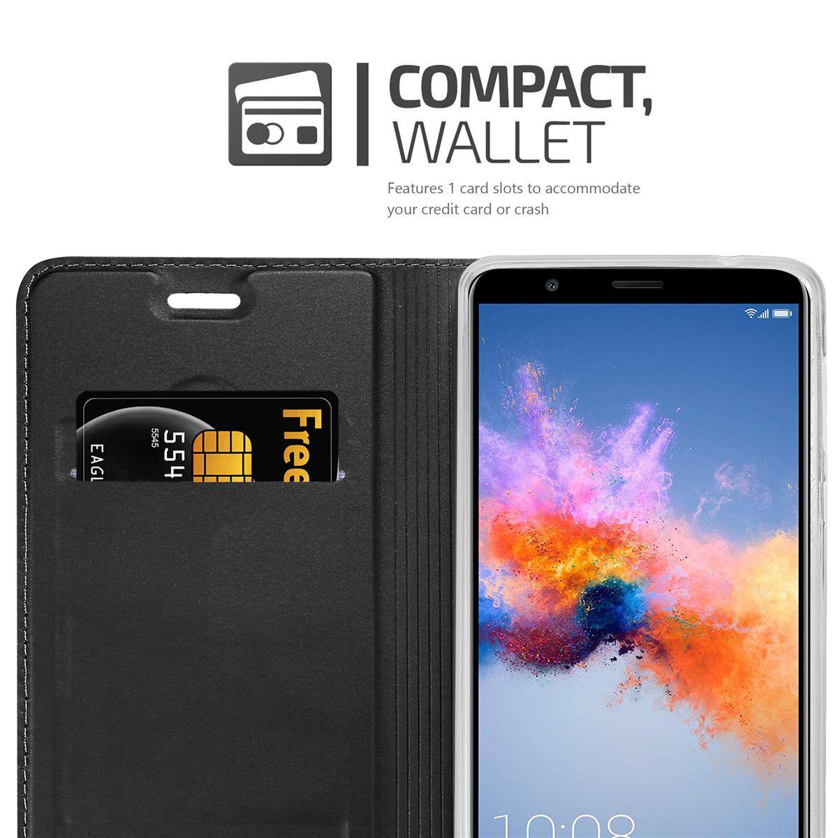 Cadorabo Handyhülle für Honor 7X Schutz Hülle in Schwarz Cover Etui Book Case Booklet