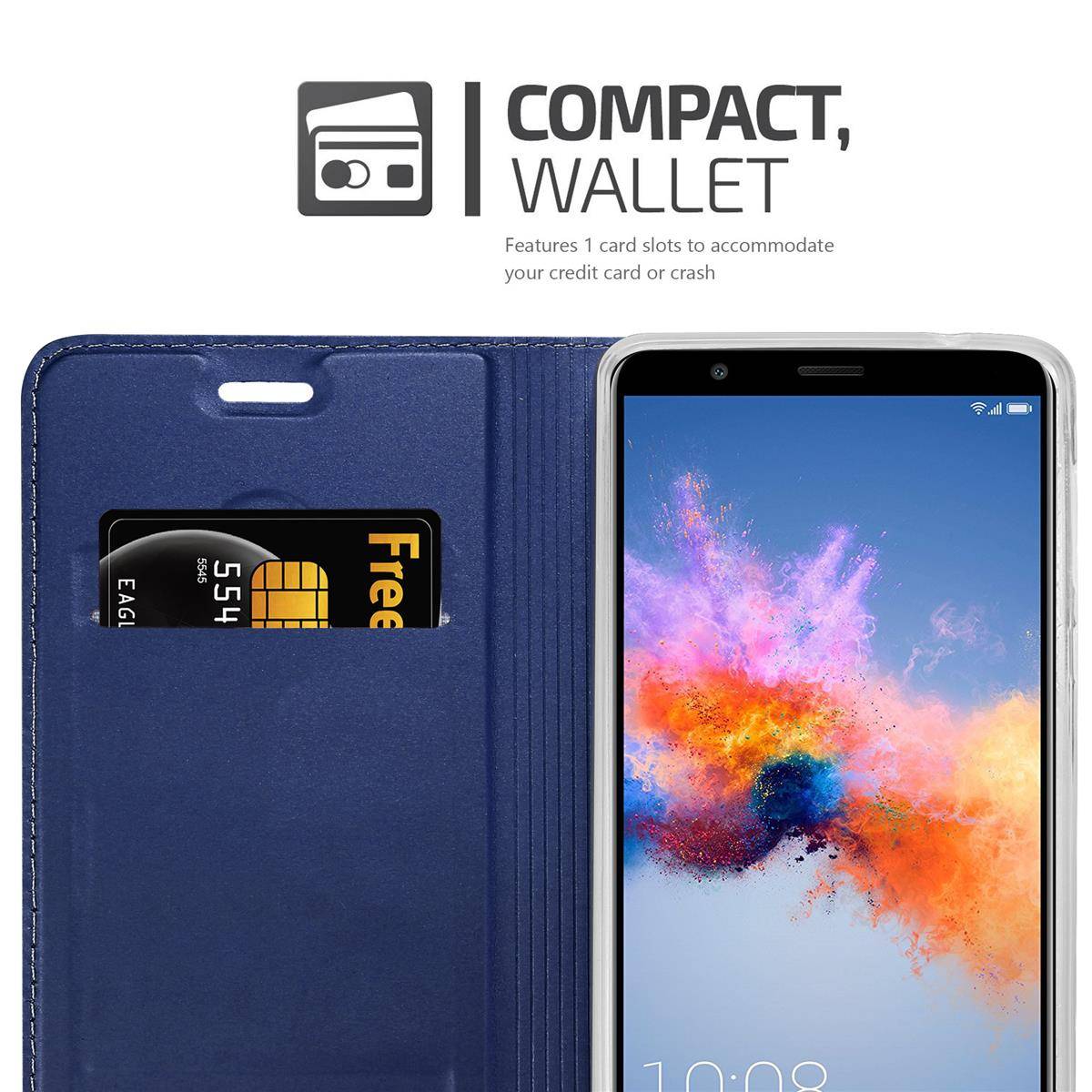 Cadorabo Handyhülle für Honor 7X Schutz Hülle in Blau Cover Etui Book Case Booklet