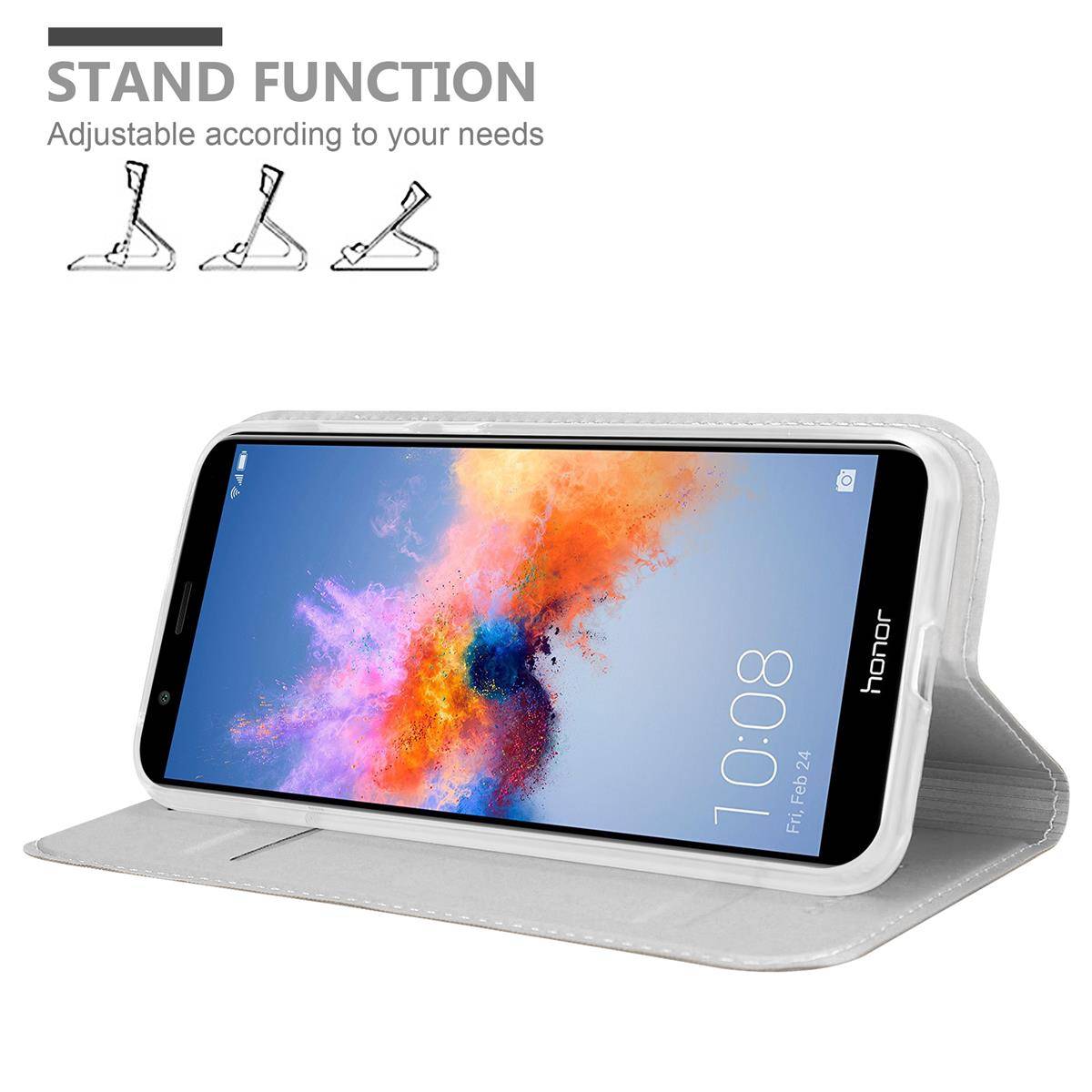 Cadorabo Handyhülle für Honor 7X Schutz Hülle in Silber Cover Etui Book Case Booklet