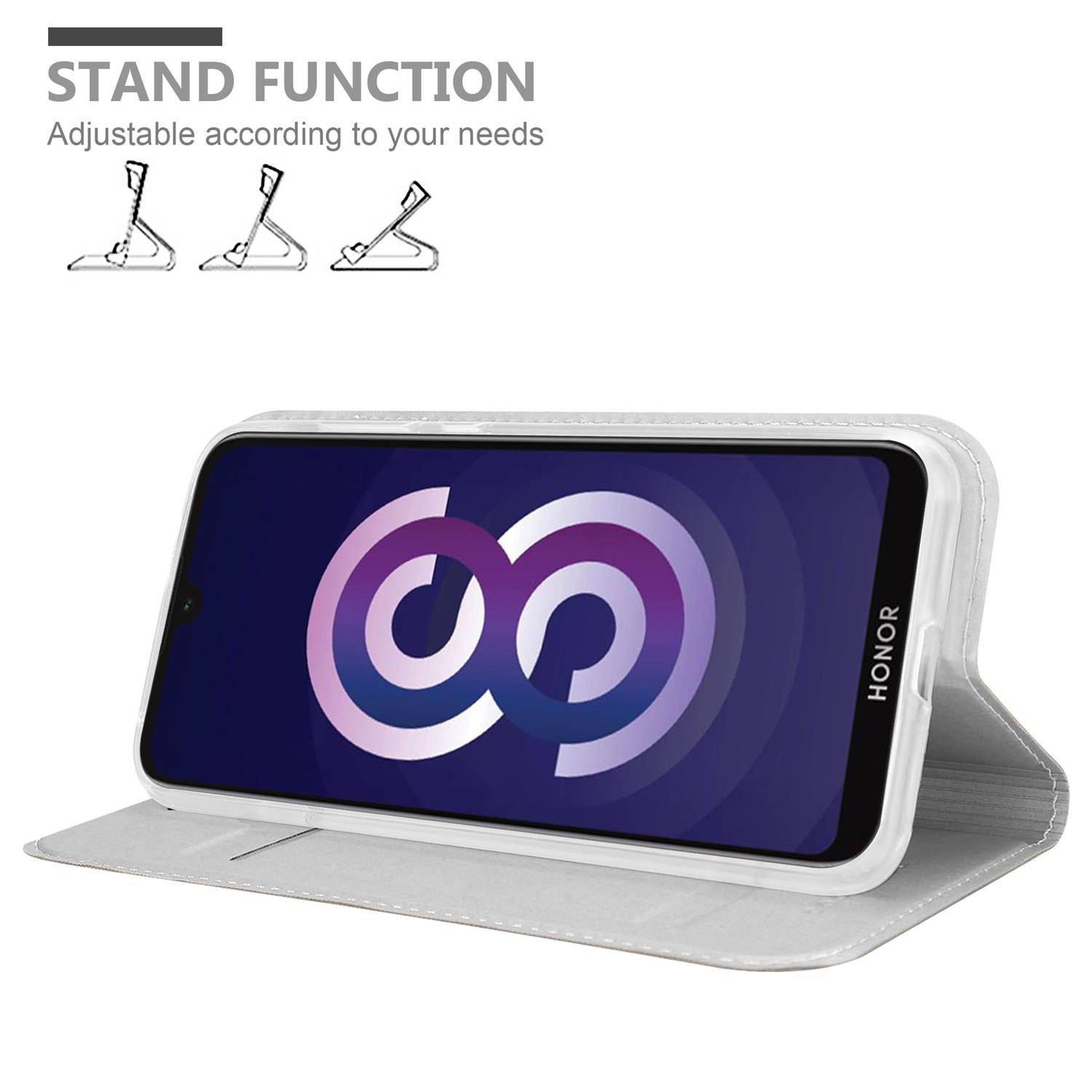 Cadorabo Handyhülle für Huawei Y5 2019 / Enjoy Play 8 / Honor 8S Schutz Hülle in Silber Cover Etui Book Case Booklet