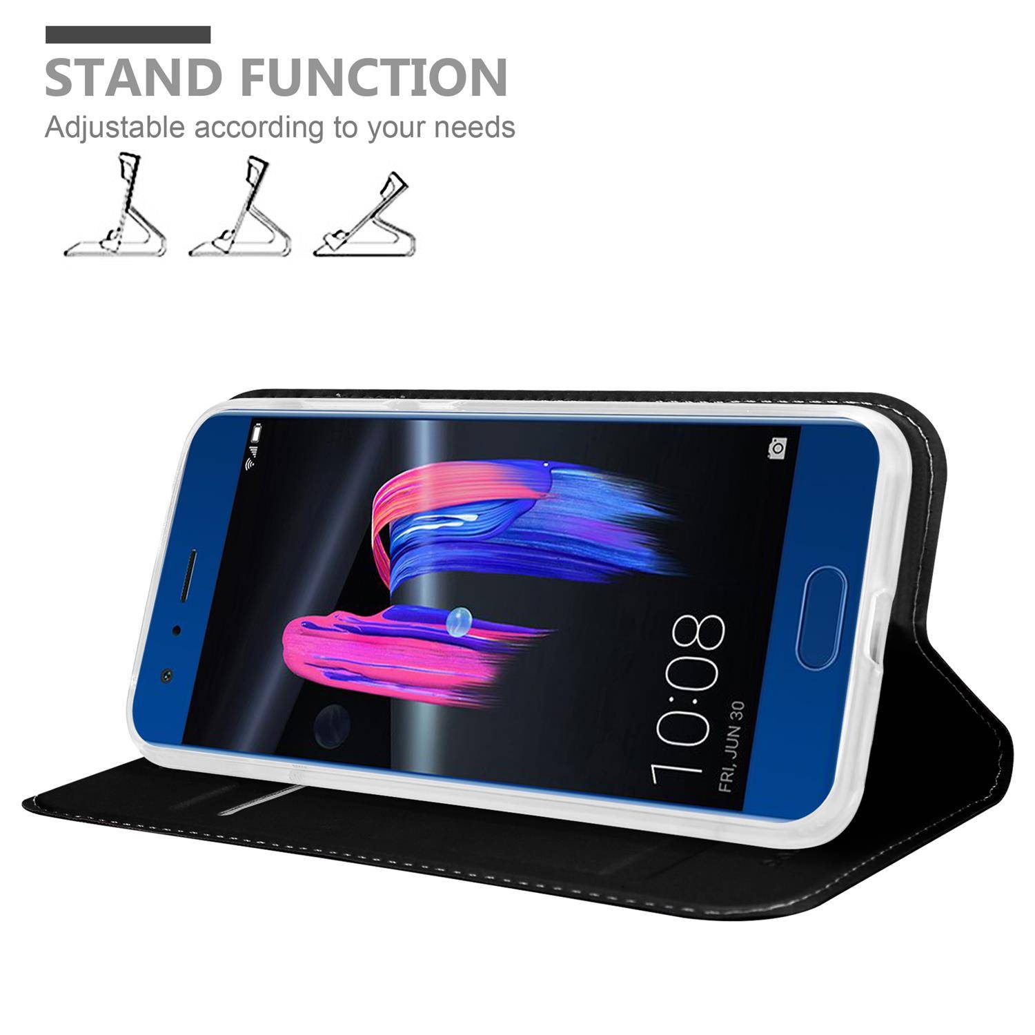 Cadorabo Handyhülle für Honor 9 Schutz Hülle in Schwarz Cover Etui Book Case Booklet