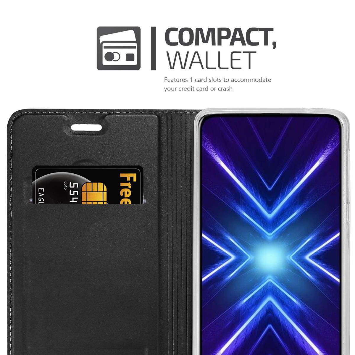 Cadorabo Handyhülle für Honor 9X Schutz Hülle in Schwarz Cover Etui Book Case Booklet
