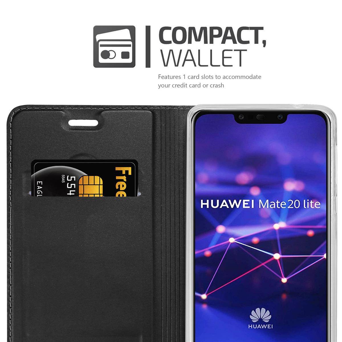 Cadorabo Handyhülle für Huawei MATE 20 LITE Schutz Hülle in Schwarz Cover Etui Book Case Booklet