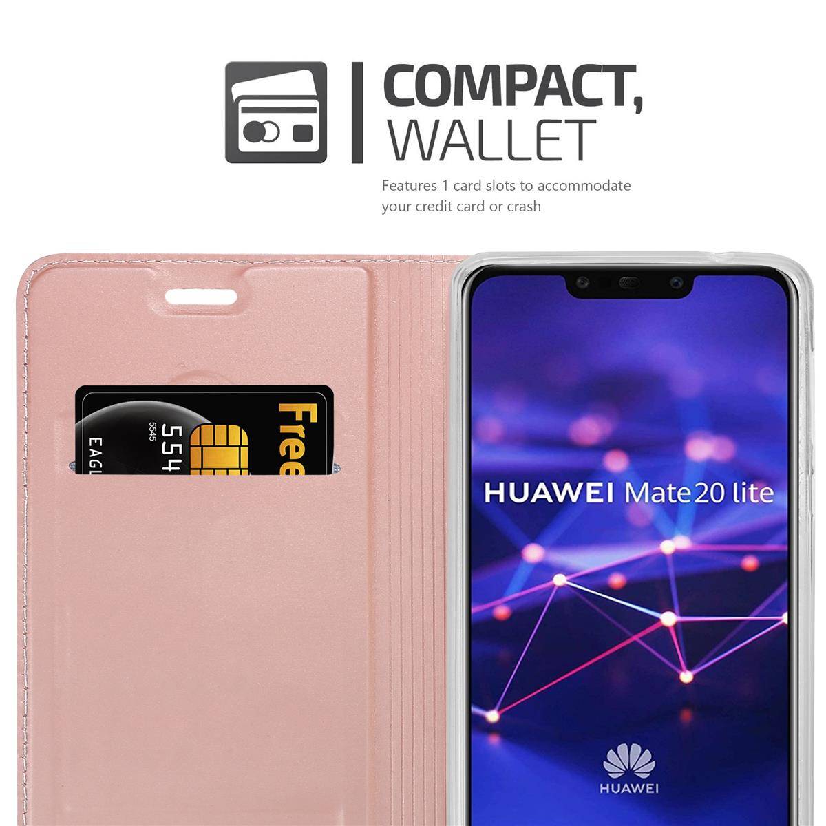 Cadorabo Handyhülle für Huawei MATE 20 LITE Schutz Hülle in Rosa Cover Etui Book Case Booklet