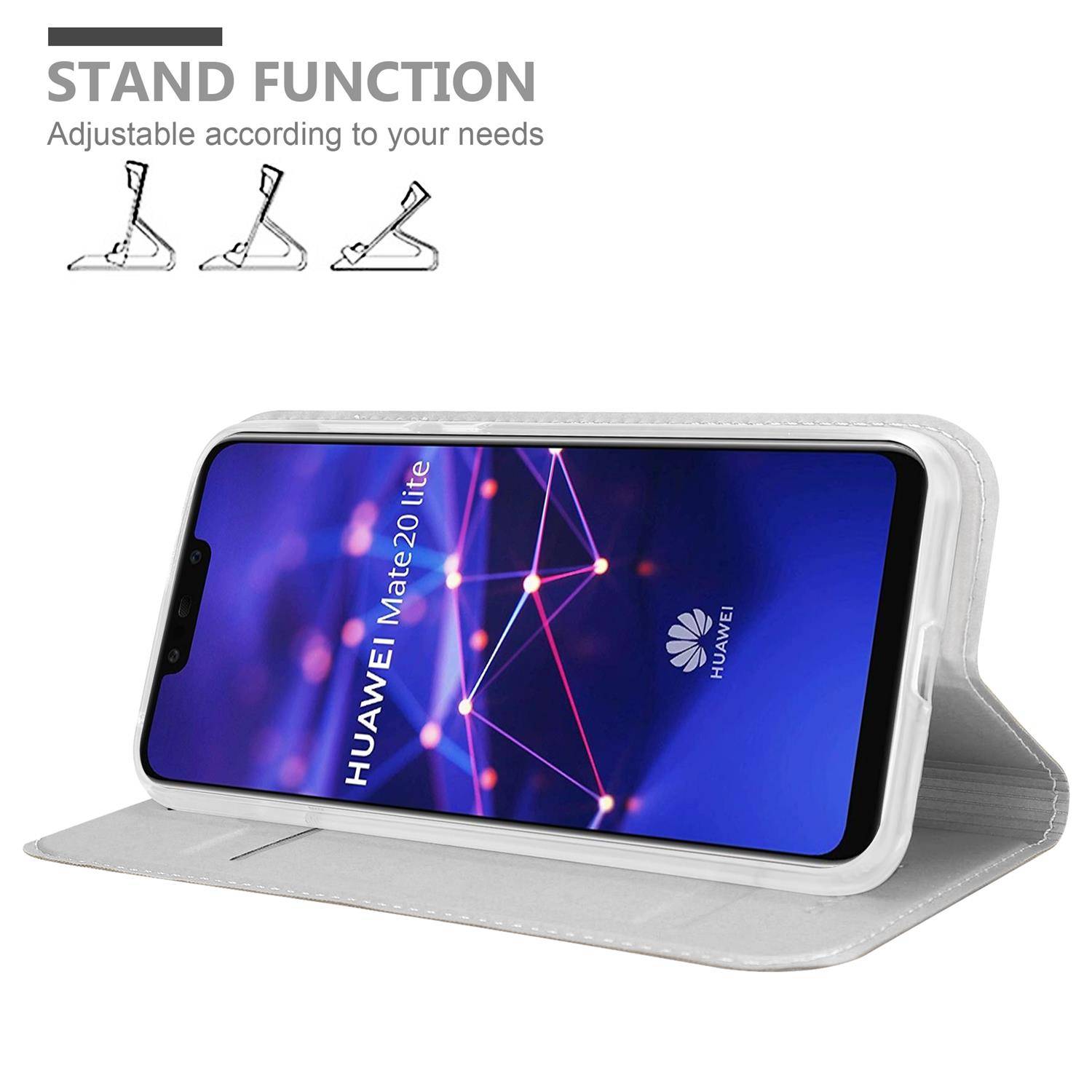 Cadorabo Handyhülle für Huawei MATE 20 LITE Schutz Hülle in Silber Cover Etui Book Case Booklet