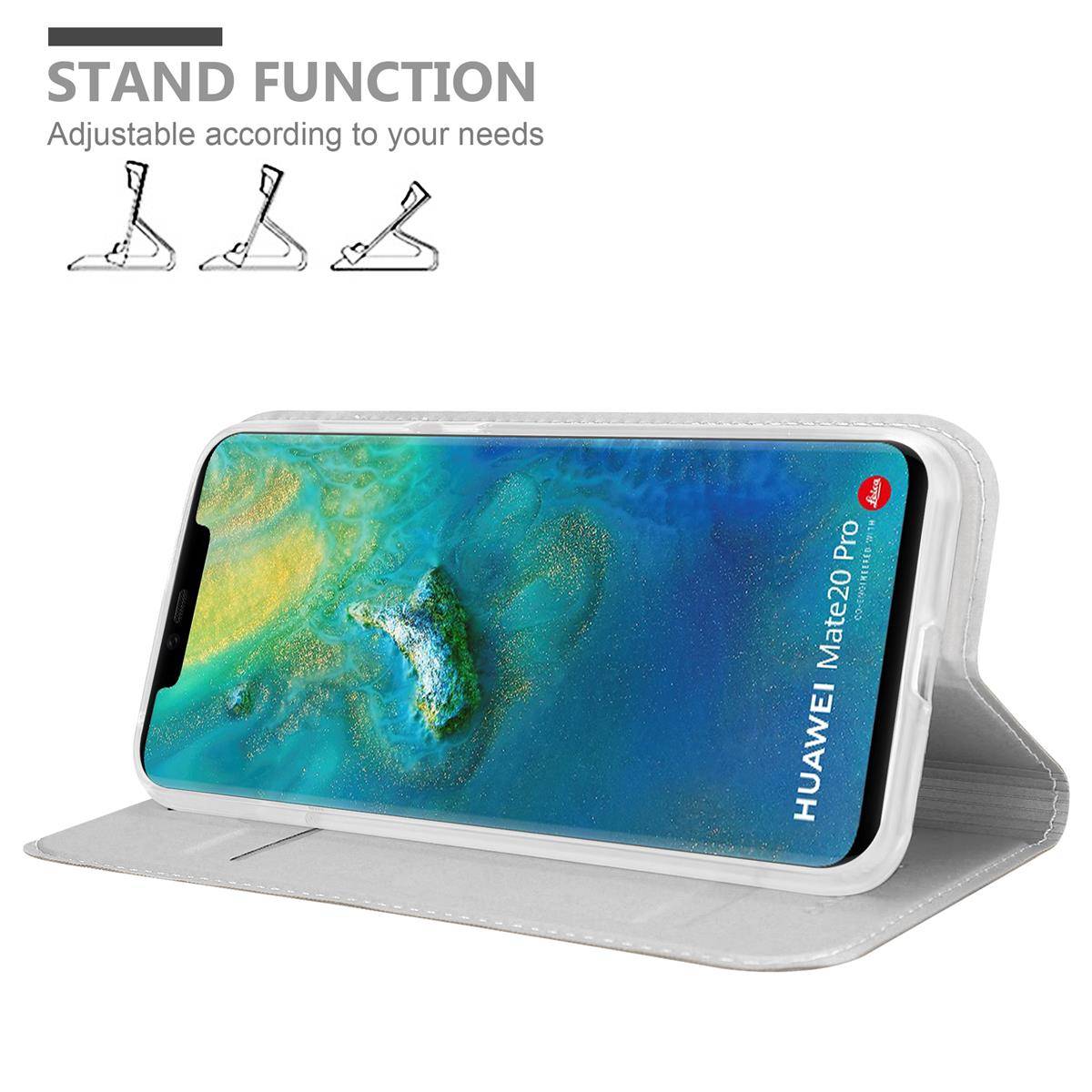 Cadorabo Handyhülle für Huawei MATE 20 PRO Schutz Hülle in Silber Cover Etui Book Case Booklet