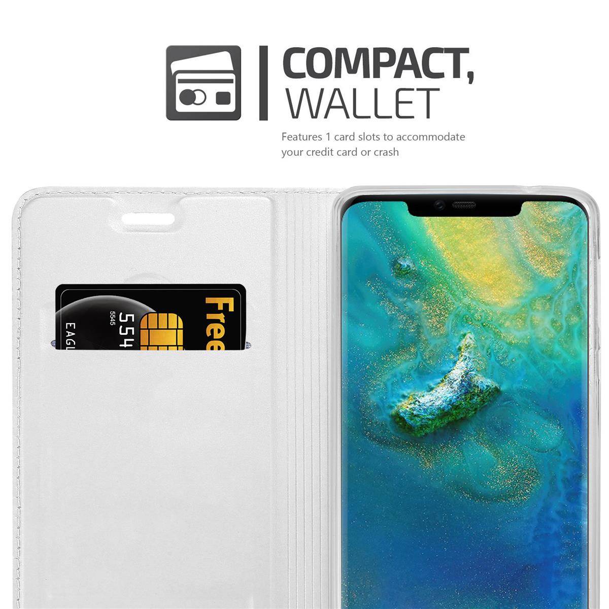 Cadorabo Handyhülle für Huawei MATE 20 PRO Schutz Hülle in Silber Cover Etui Book Case Booklet
