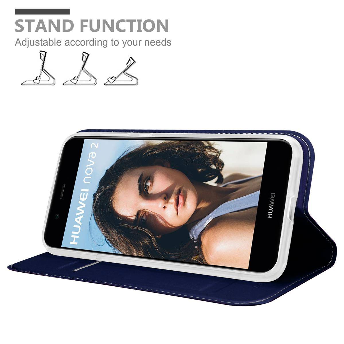 Cadorabo Handyhülle für Huawei NOVA 2 Schutz Hülle in Blau Cover Etui Book Case Booklet