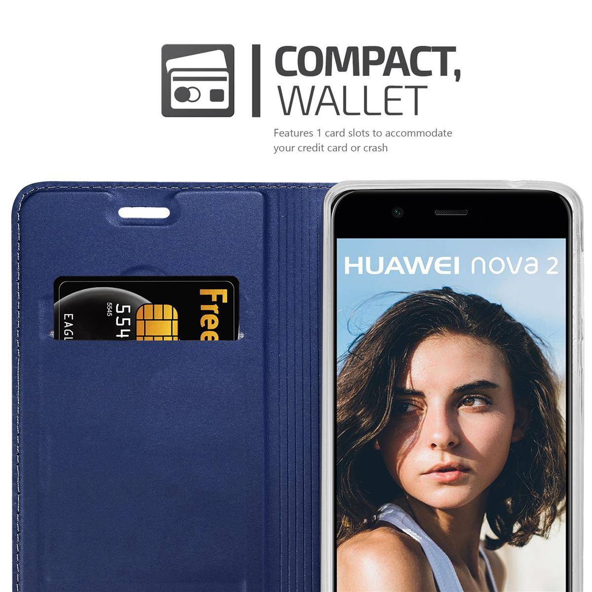 Cadorabo Handyhülle für Huawei NOVA 2 Schutz Hülle in Blau Cover Etui Book Case Booklet