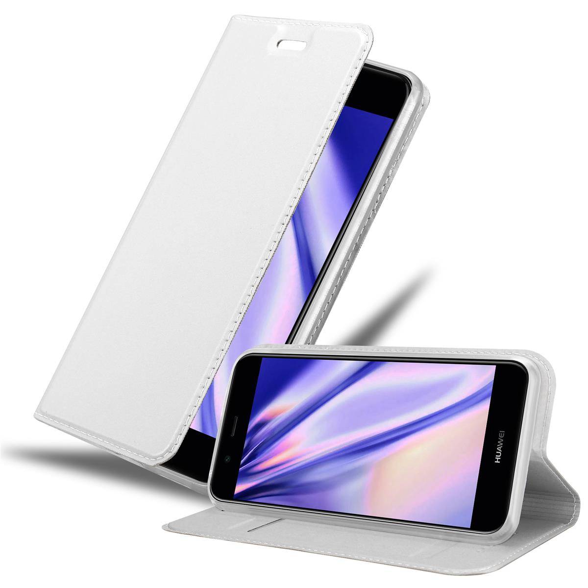 Cadorabo Handyhülle für Huawei NOVA 2 Schutz Hülle in Silber Cover Etui Book Case Booklet