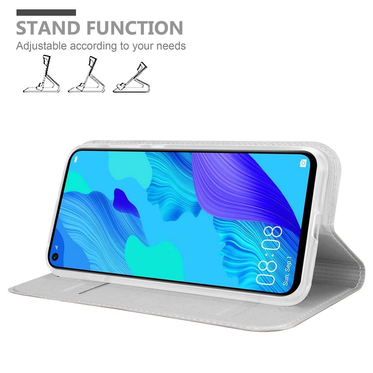 Cadorabo Handyhülle für Honor 20 / 20S / Huawei NOVA 5T Schutz Hülle in Silber Cover Etui Book Case Booklet