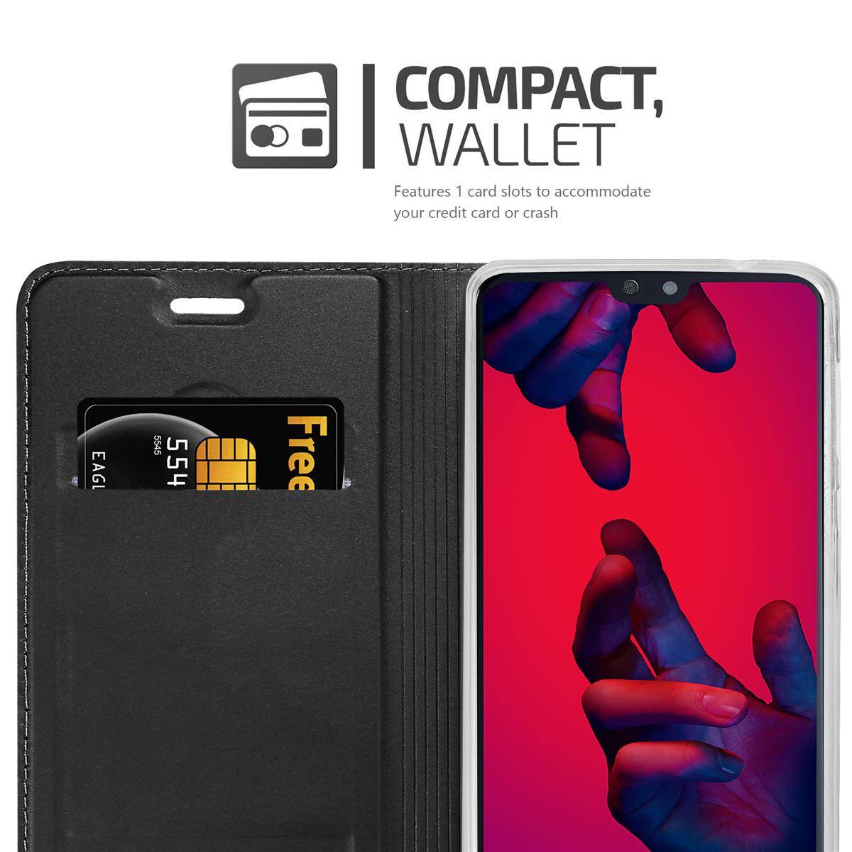Cadorabo Handyhülle für Huawei P20 PRO / P20 PLUS Schutz Hülle in Schwarz Cover Etui Book Case Booklet