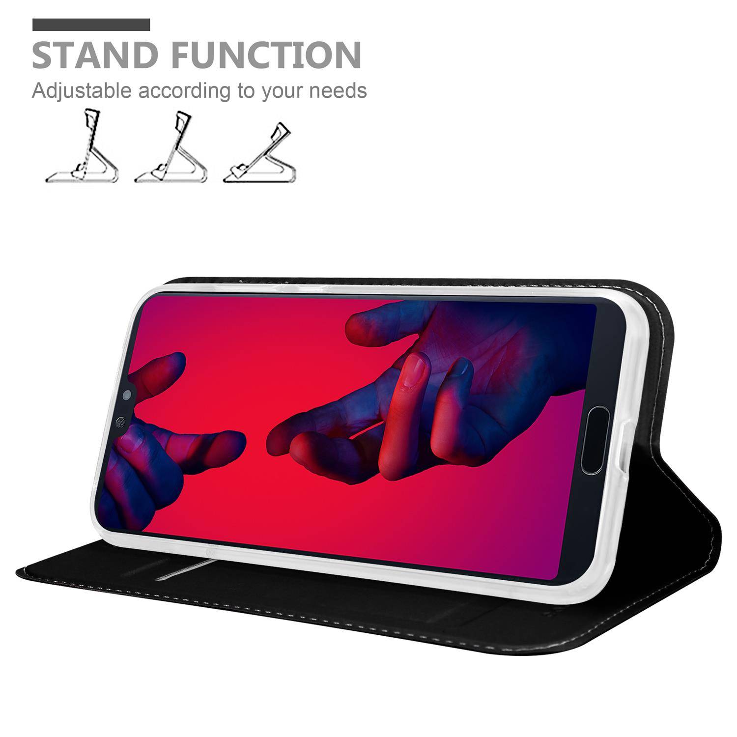 Cadorabo Handyhülle für Huawei P20 PRO / P20 PLUS Schutz Hülle in Schwarz Cover Etui Book Case Booklet