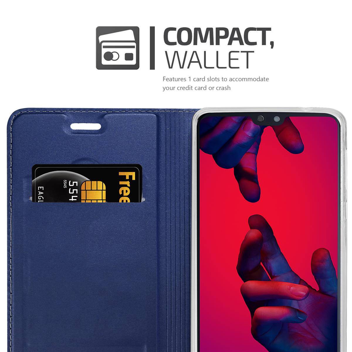 Cadorabo Handyhülle für Huawei P20 PRO / P20 PLUS Schutz Hülle in Blau Cover Etui Book Case Booklet