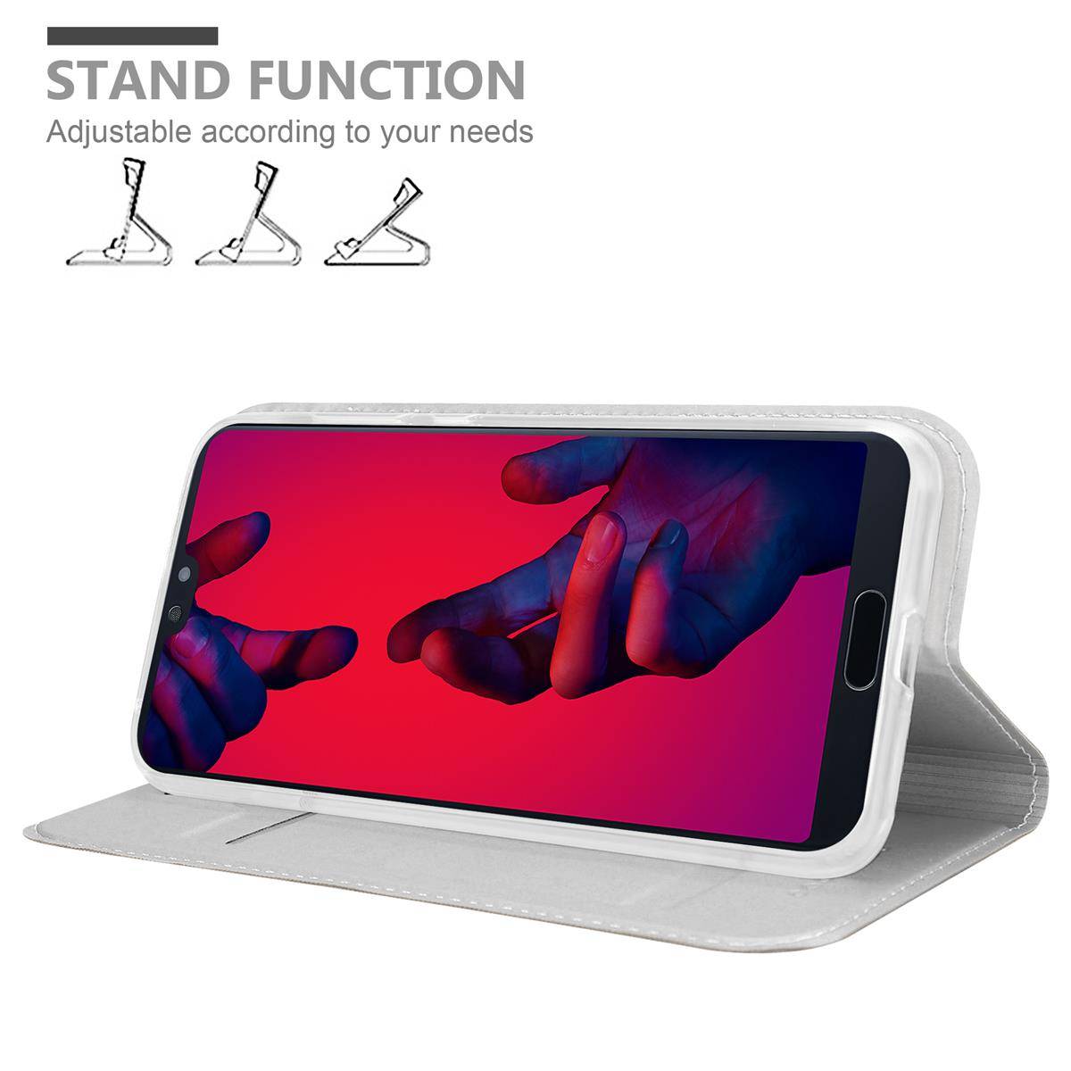 Cadorabo Handyhülle für Huawei P20 PRO / P20 PLUS Schutz Hülle in Silber Cover Etui Book Case Booklet