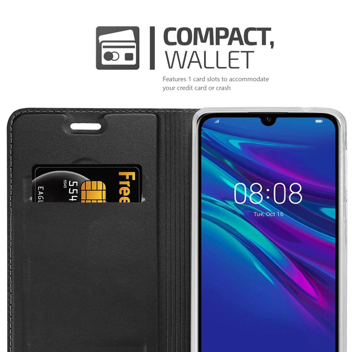 Cadorabo Handyhülle für Huawei Y6 2019 Schutz Hülle in Schwarz Cover Etui Book Case Booklet