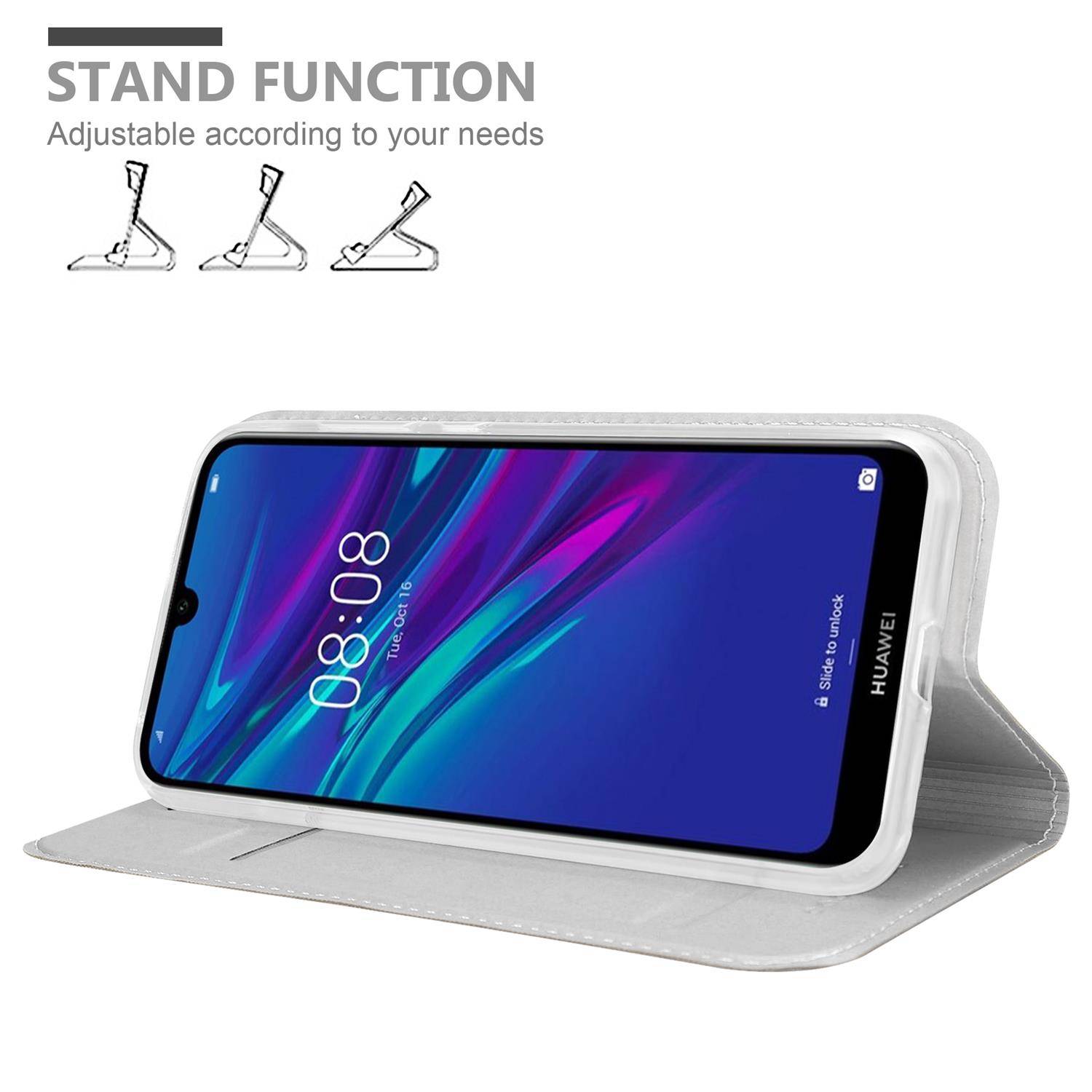 Cadorabo Handyhülle für Huawei Y6 2019 Schutz Hülle in Silber Cover Etui Book Case Booklet
