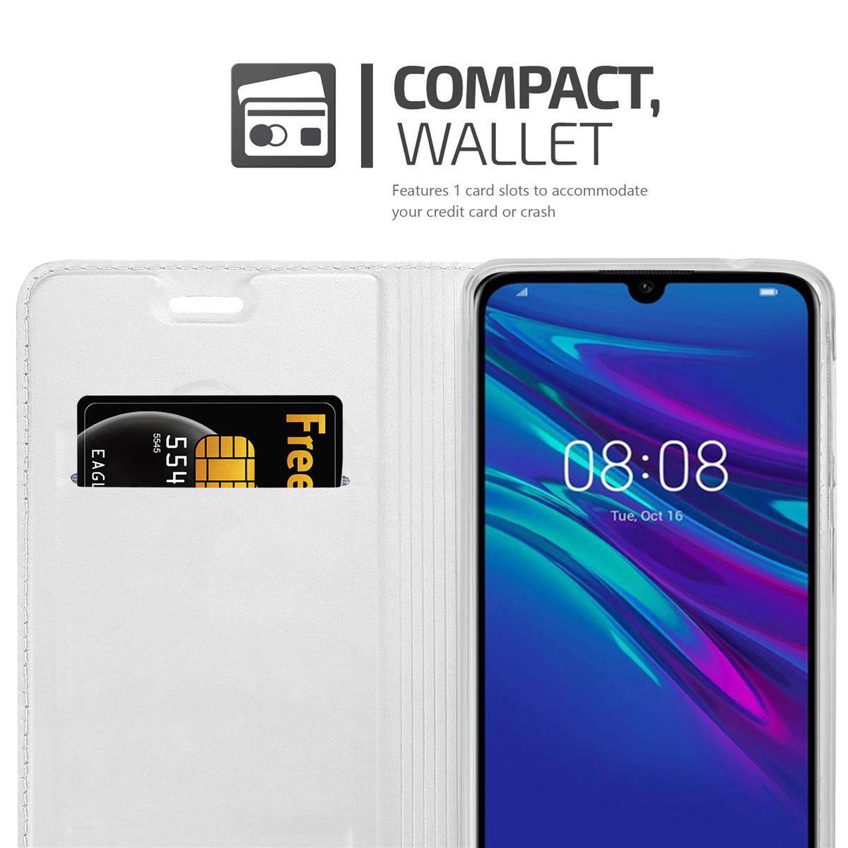 Cadorabo Handyhülle für Huawei Y6 2019 Schutz Hülle in Silber Cover Etui Book Case Booklet