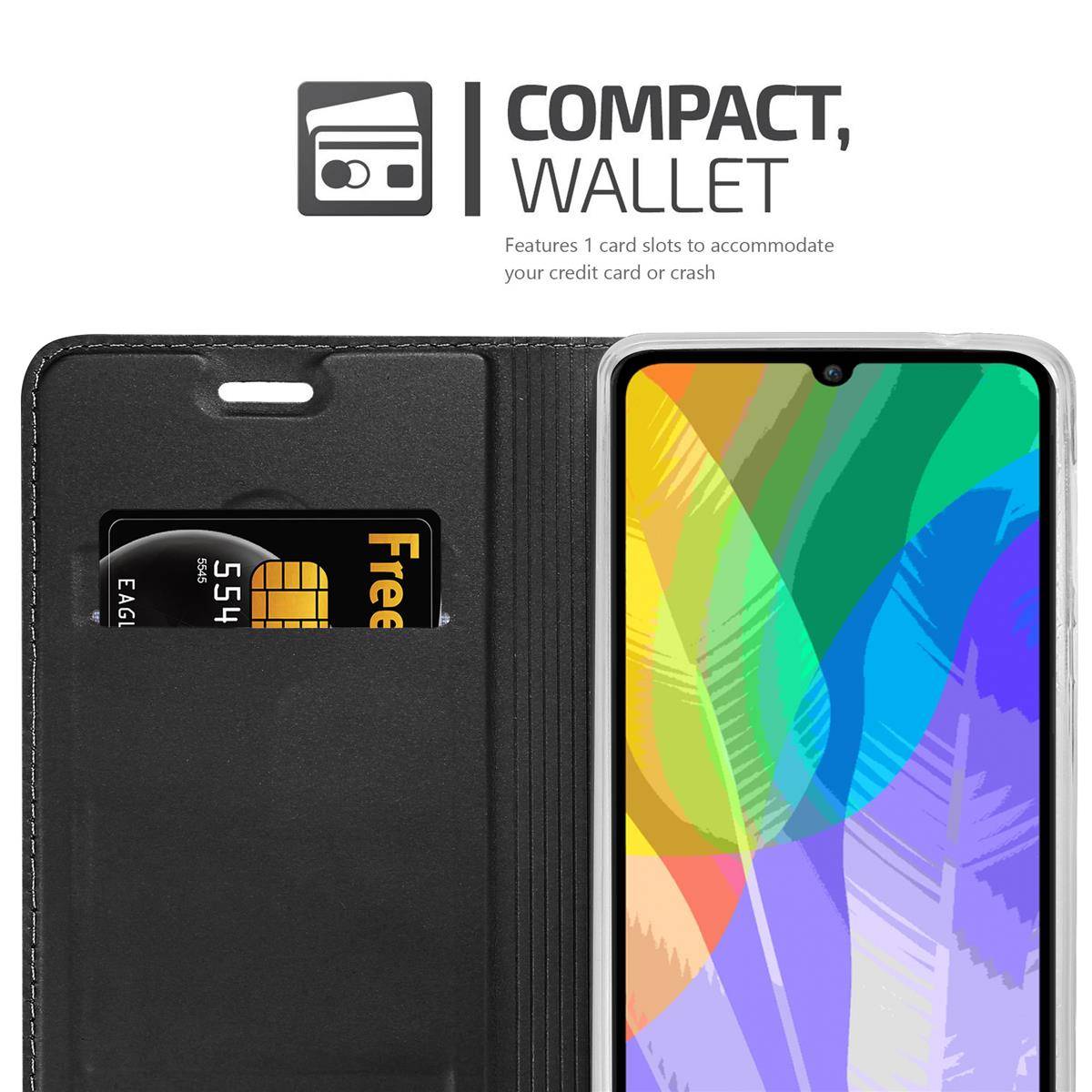 Cadorabo Handyhülle für Huawei Y6P Schutz Hülle in Schwarz Cover Etui Book Case Booklet