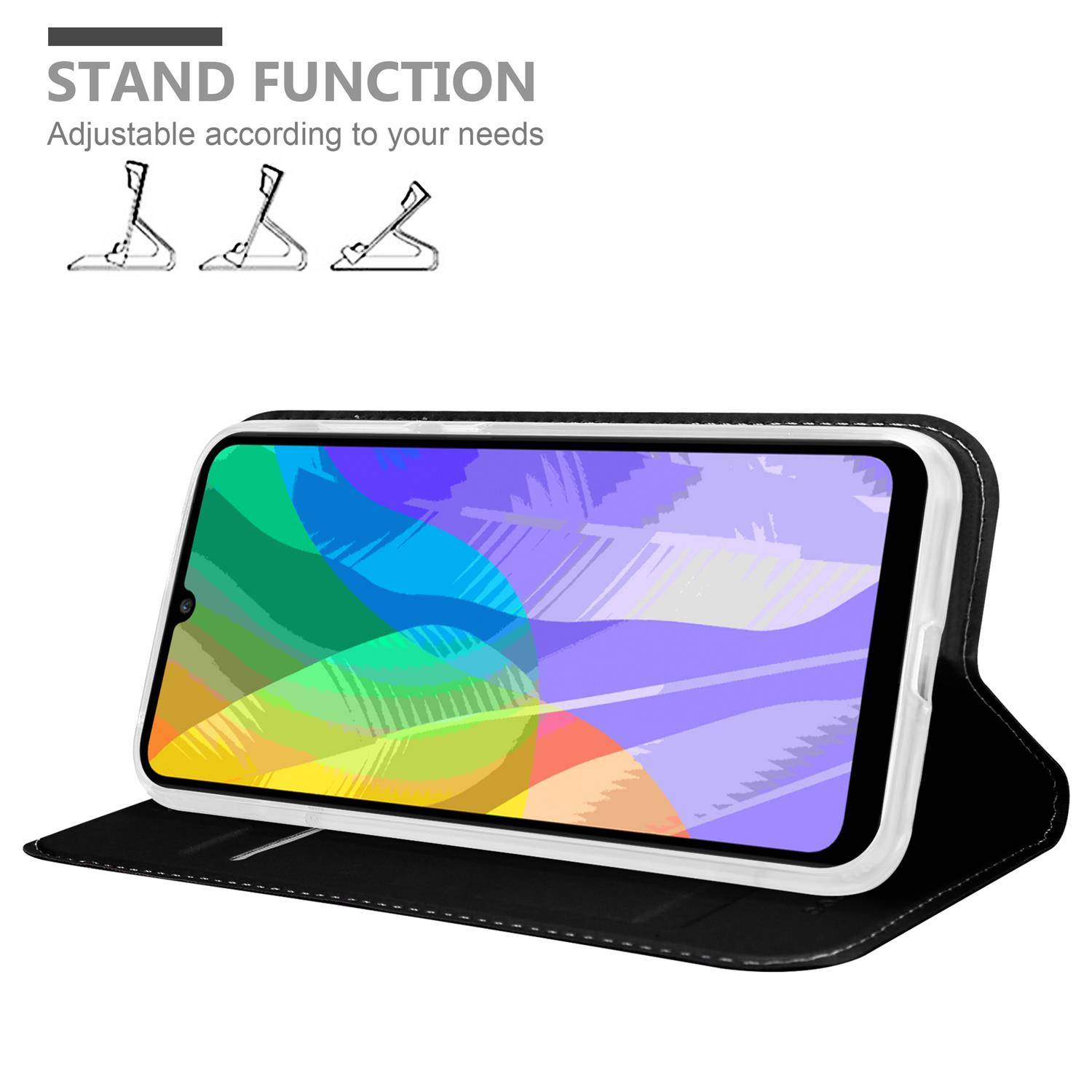 Cadorabo Handyhülle für Huawei Y6P Schutz Hülle in Schwarz Cover Etui Book Case Booklet