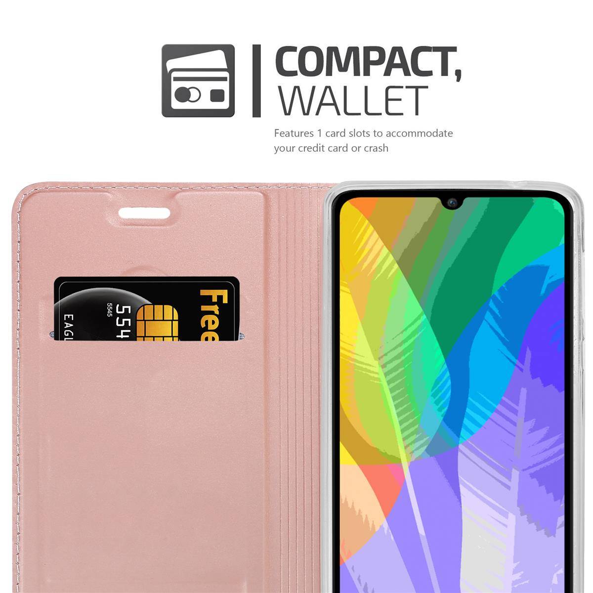 Cadorabo Handyhülle für Huawei Y6P Schutz Hülle in Rosa Cover Etui Book Case Booklet
