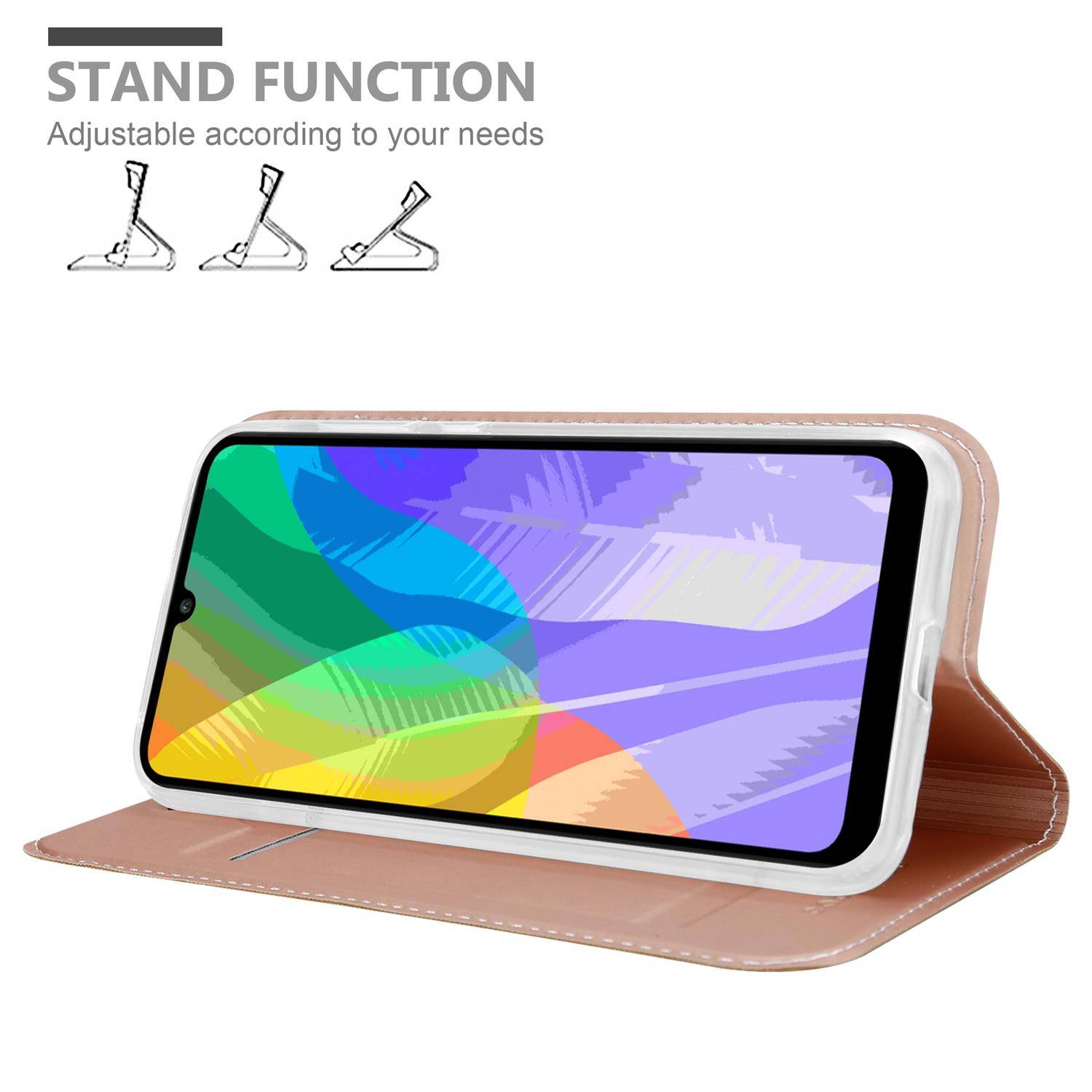 Cadorabo Handyhülle für Huawei Y6P Schutz Hülle in Rosa Cover Etui Book Case Booklet
