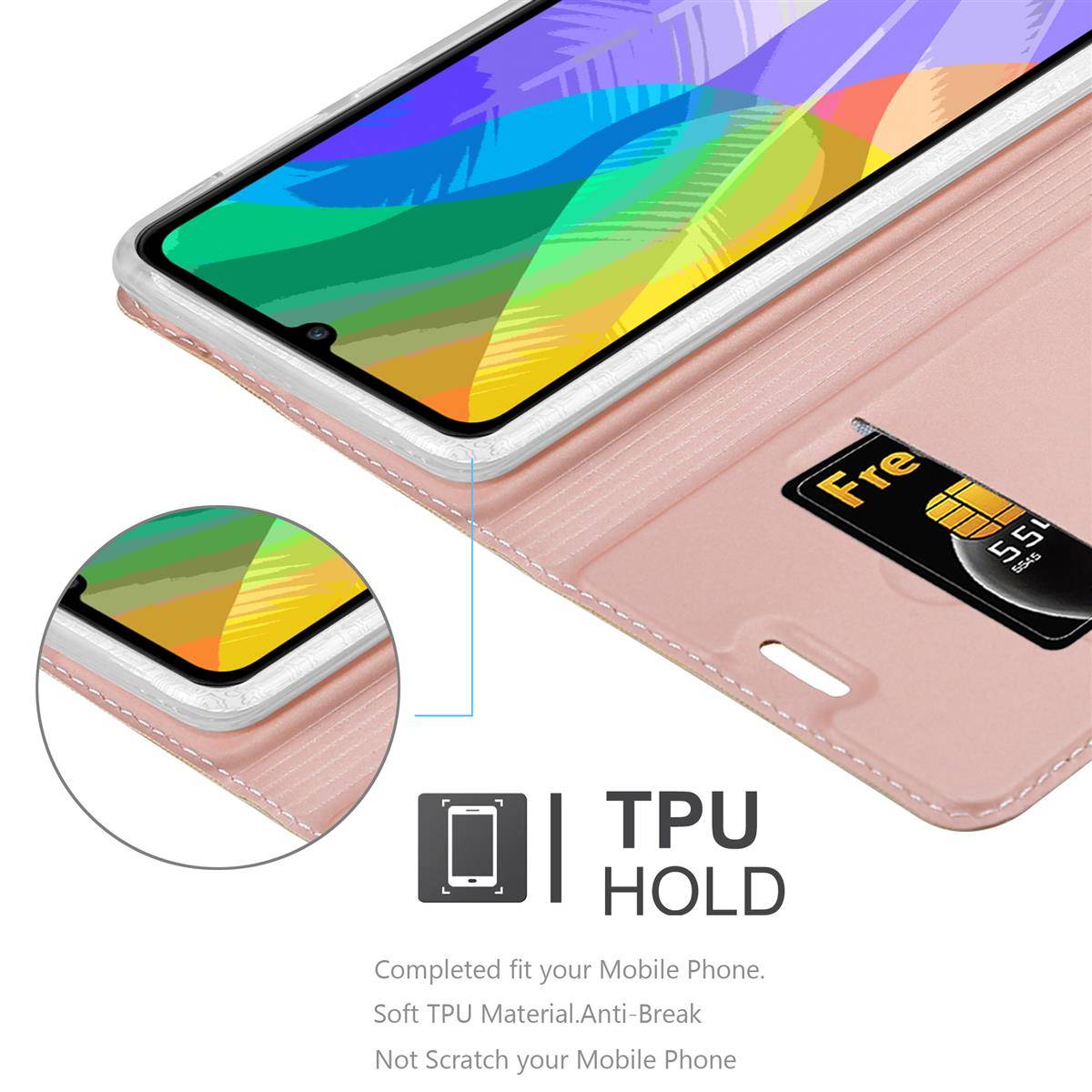Cadorabo Handyhülle für Huawei Y6P Schutz Hülle in Rosa Cover Etui Book Case Booklet