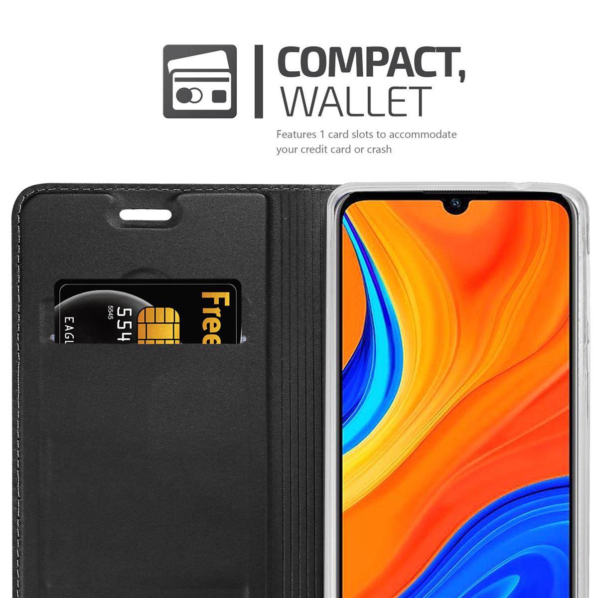 Cadorabo Handyhülle für Huawei Y6S Schutz Hülle in Schwarz Cover Etui Book Case Booklet