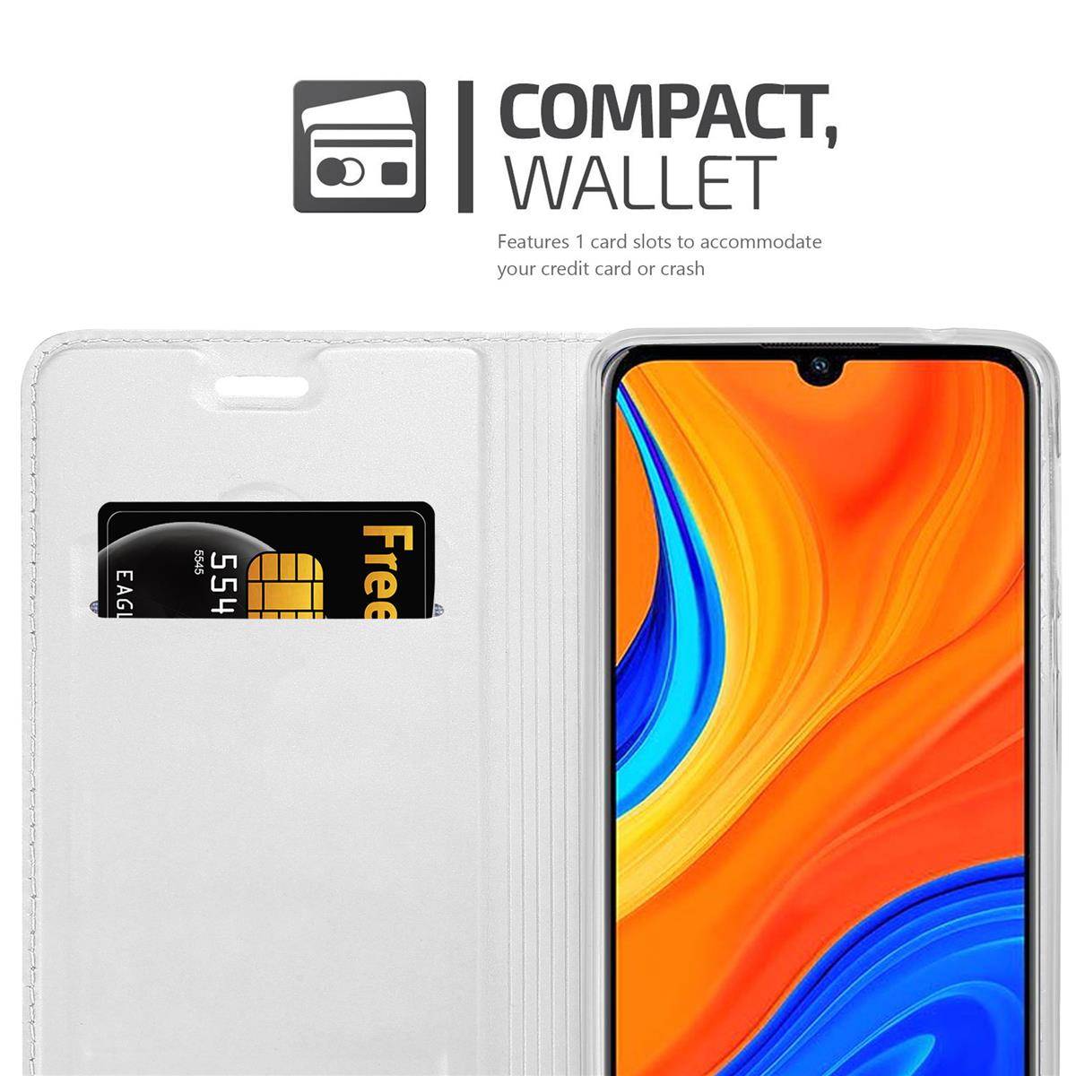 Cadorabo Handyhülle für Huawei Y6S Schutz Hülle in Silber Cover Etui Book Case Booklet