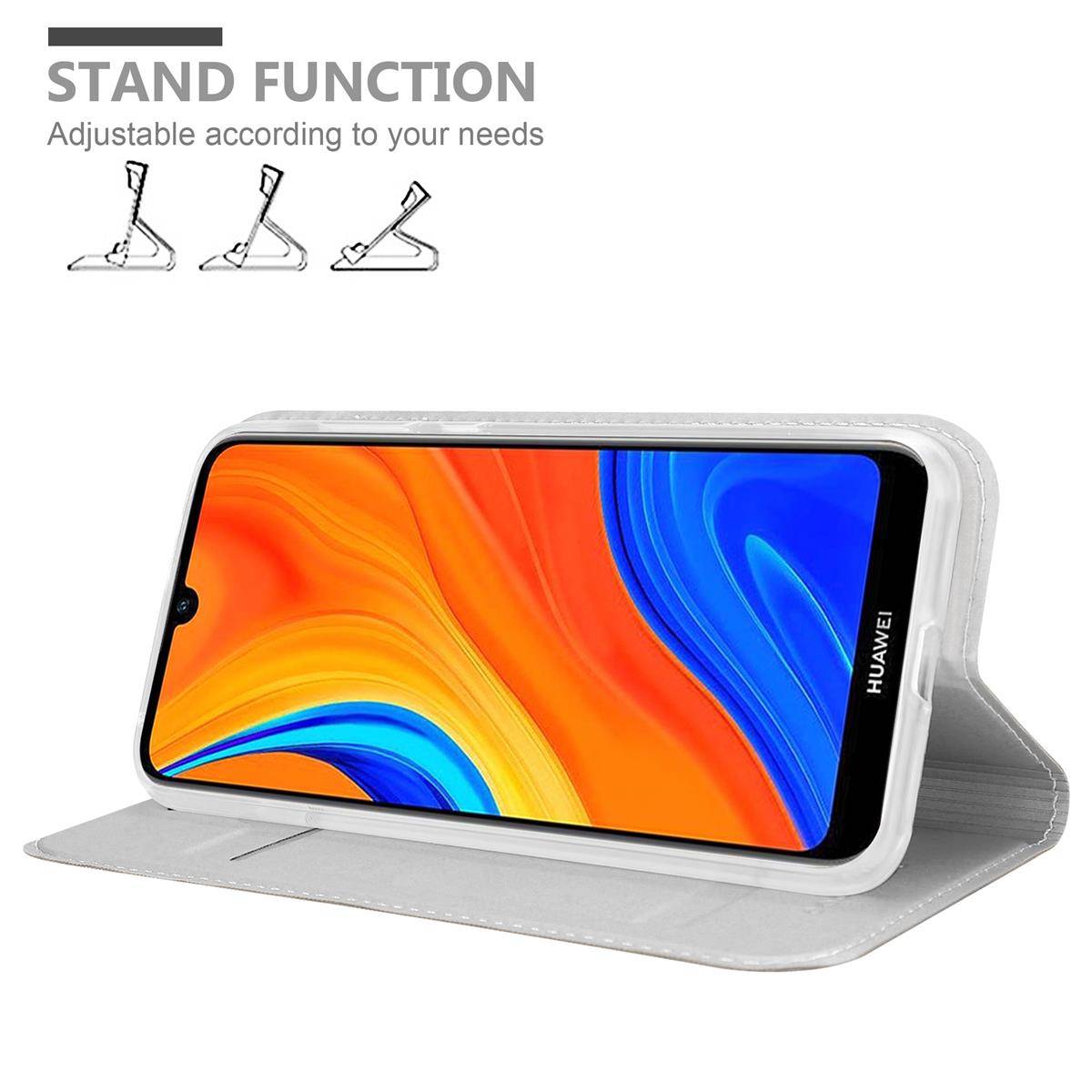 Cadorabo Handyhülle für Huawei Y6S Schutz Hülle in Silber Cover Etui Book Case Booklet