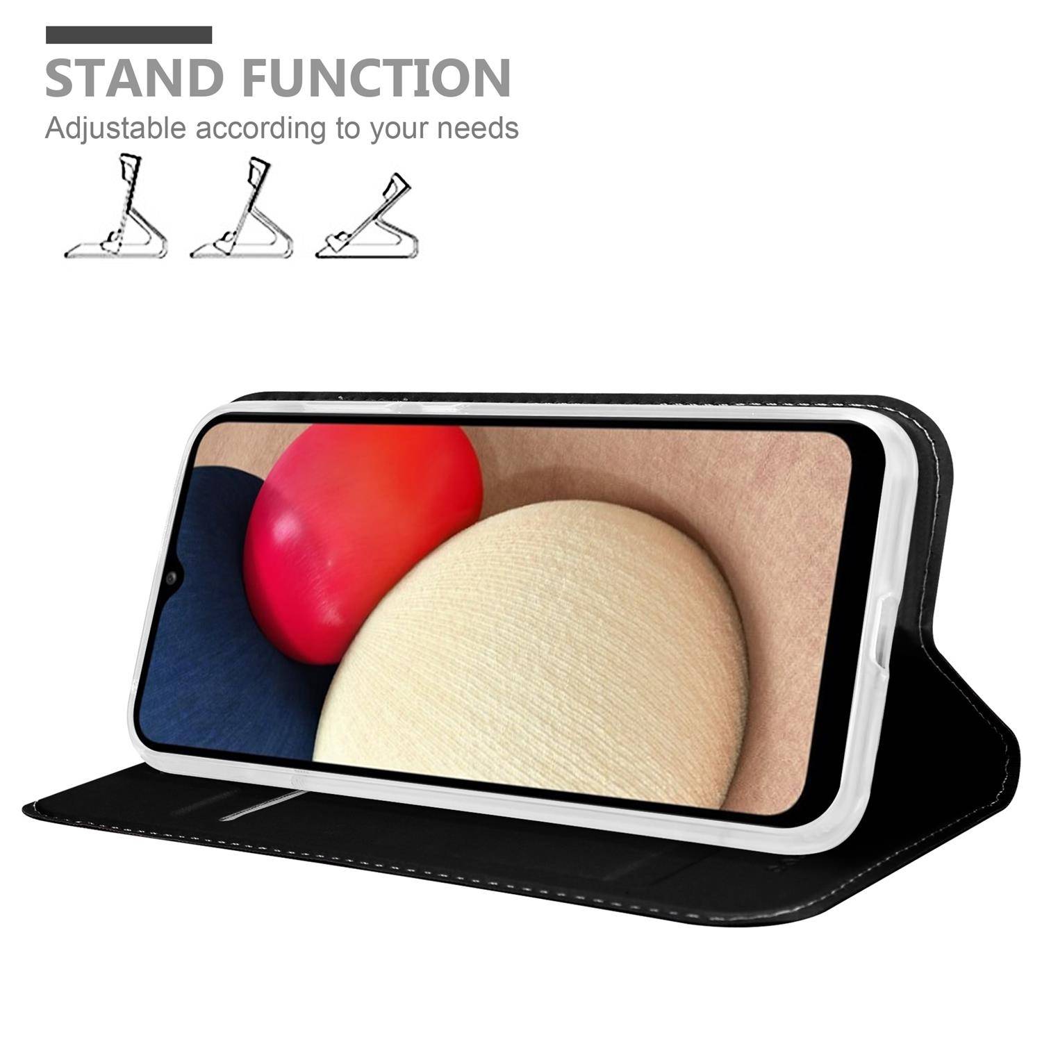 Cadorabo Handyhülle für Samsung Galaxy A02s Schutz Hülle in Schwarz Cover Etui Book Case Booklet