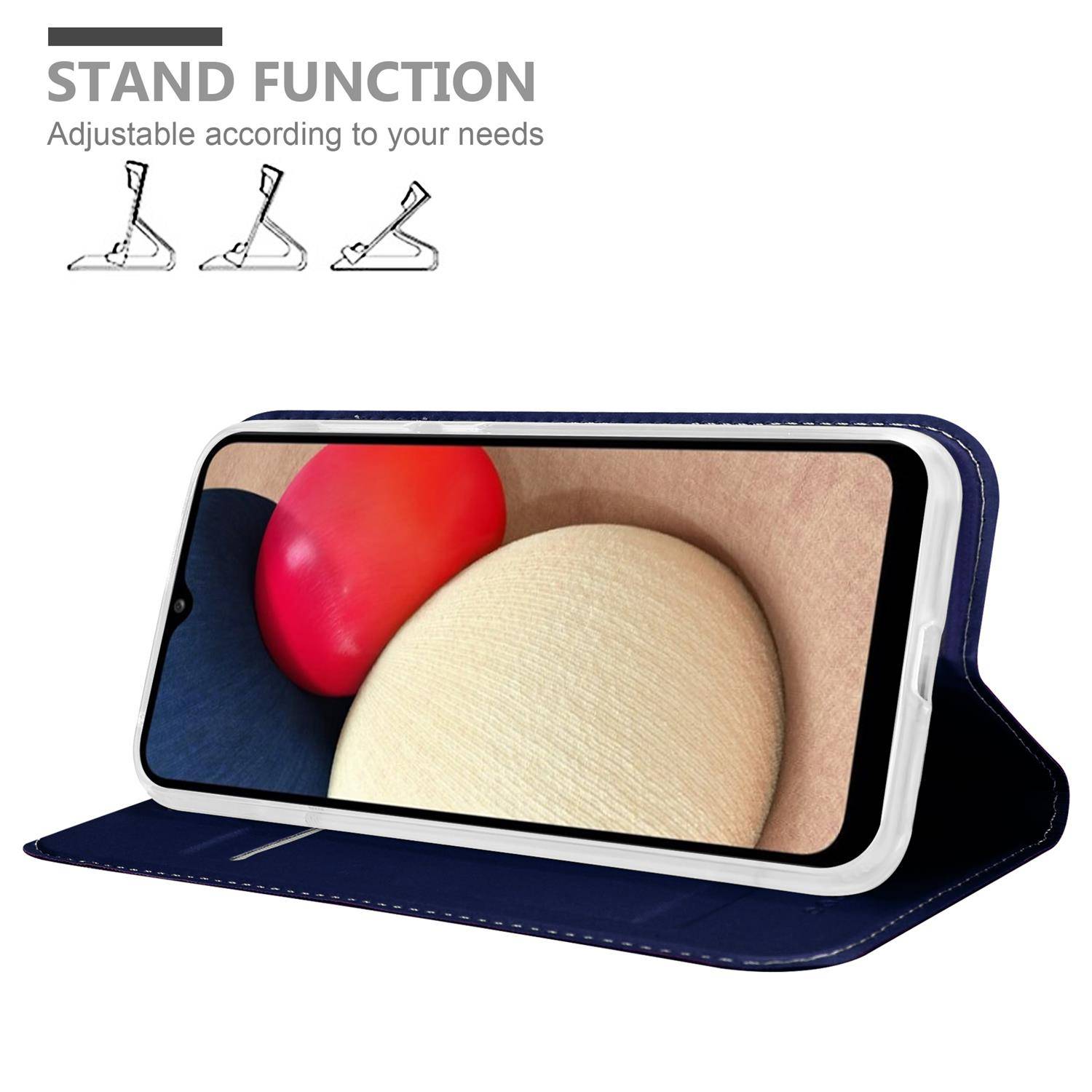 Cadorabo Handyhülle für Samsung Galaxy A02s Schutz Hülle in Blau Cover Etui Book Case Booklet