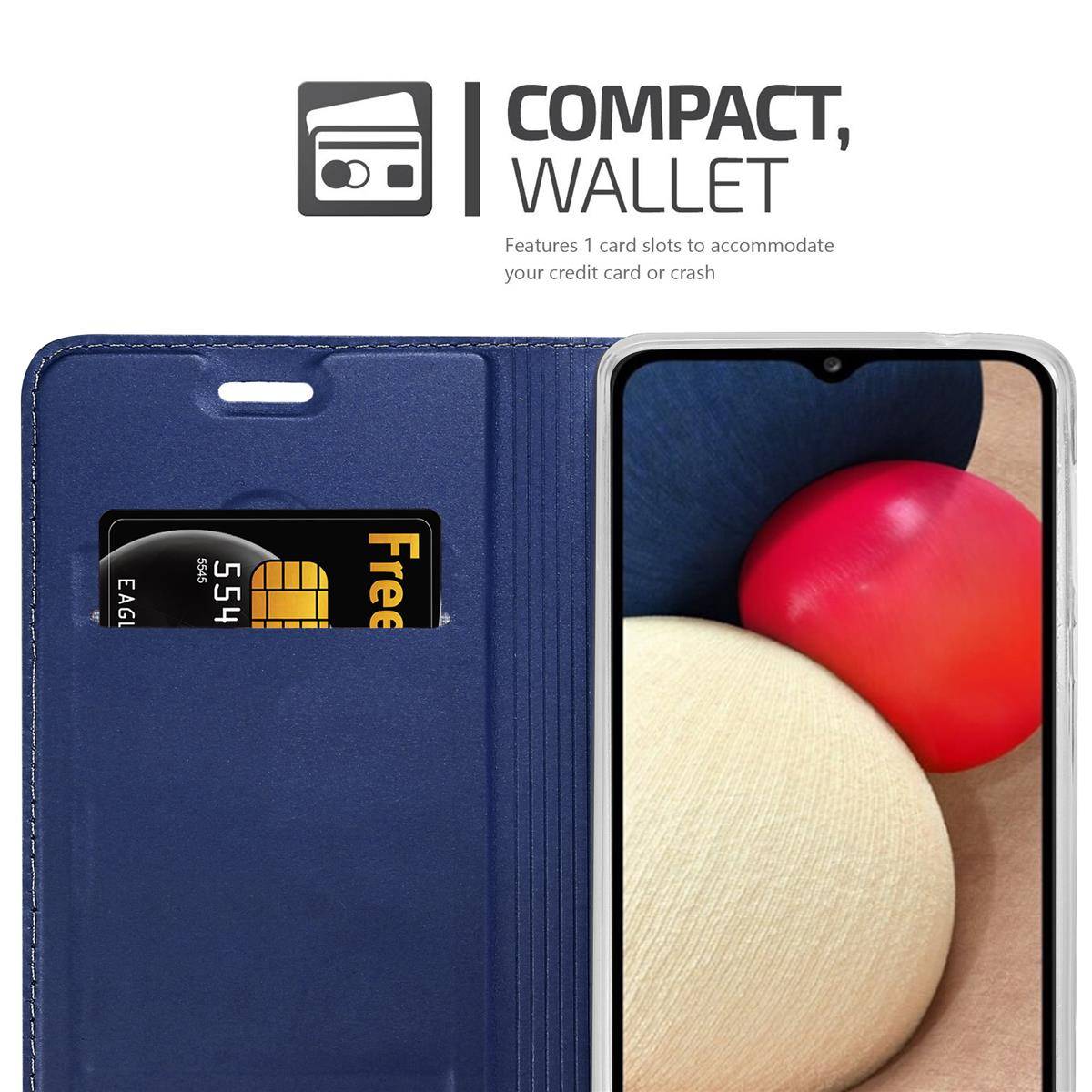 Cadorabo Handyhülle für Samsung Galaxy A02s Schutz Hülle in Blau Cover Etui Book Case Booklet