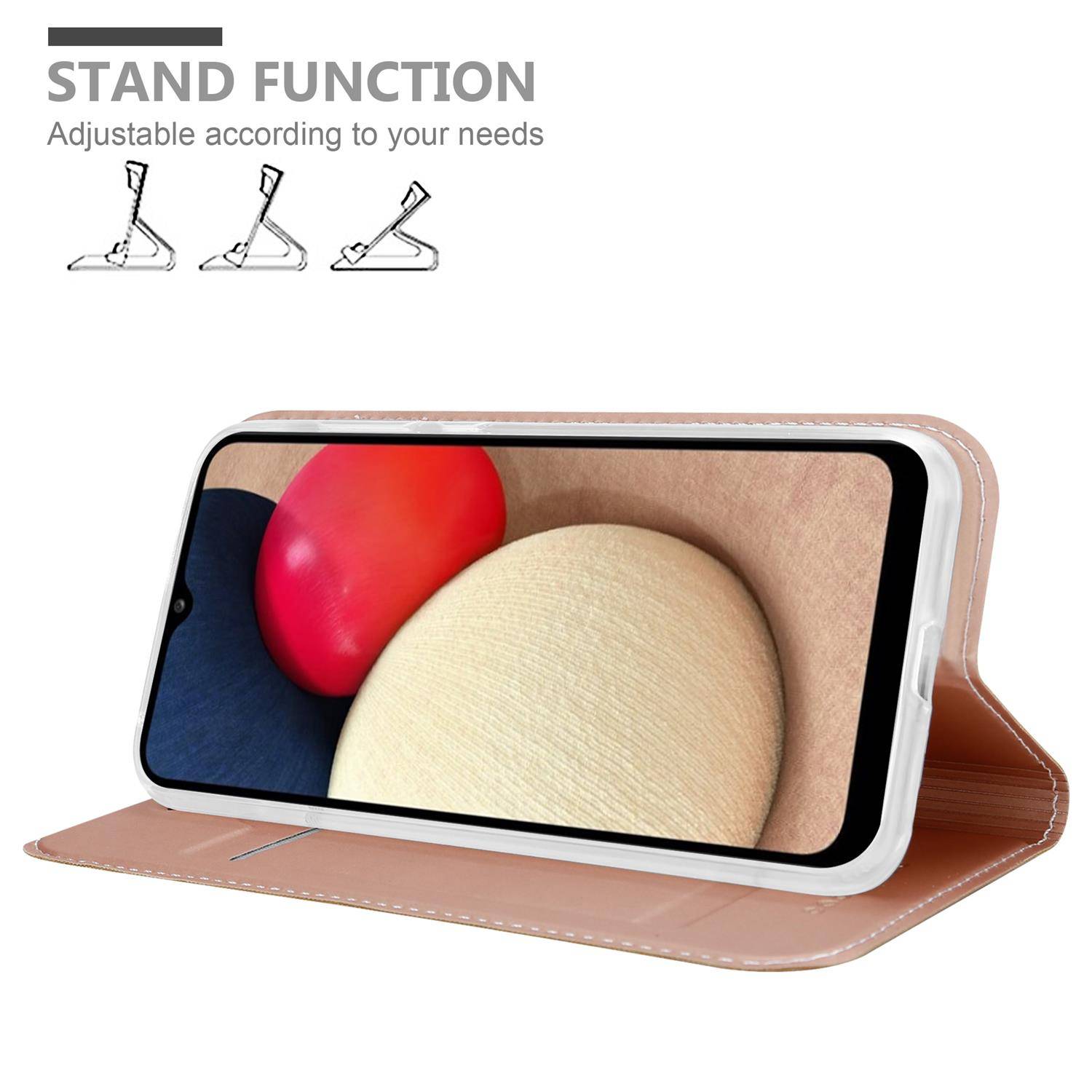 Cadorabo Handyhülle für Samsung Galaxy A02s Schutz Hülle in Rosa Cover Etui Book Case Booklet