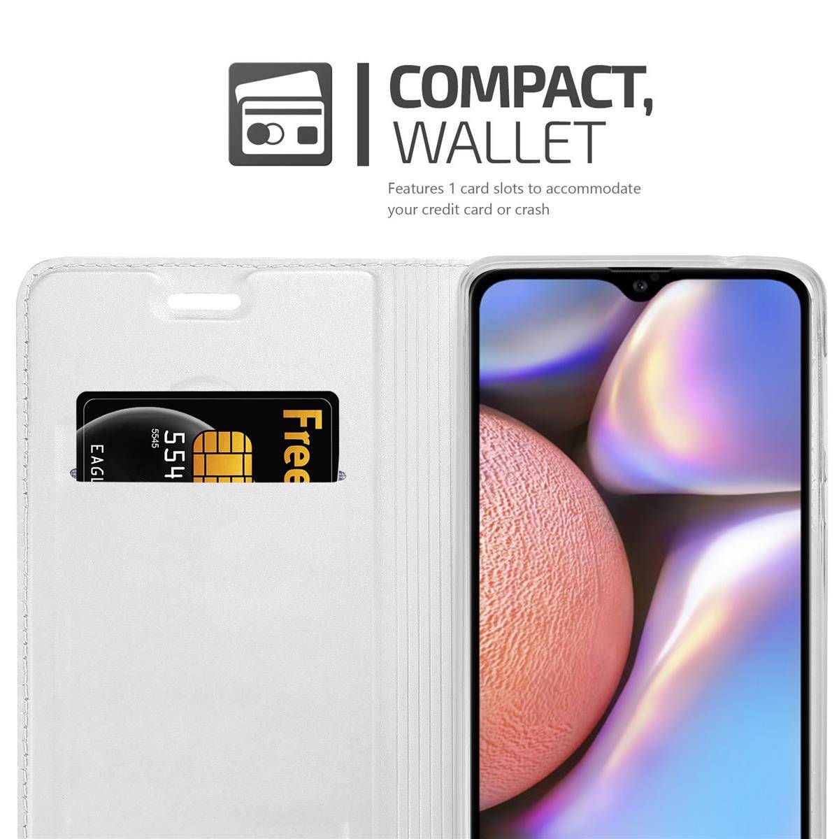 Cadorabo Handyhülle für Samsung Galaxy A10s / M01s Schutz Hülle in Silber Cover Etui Book Case Booklet