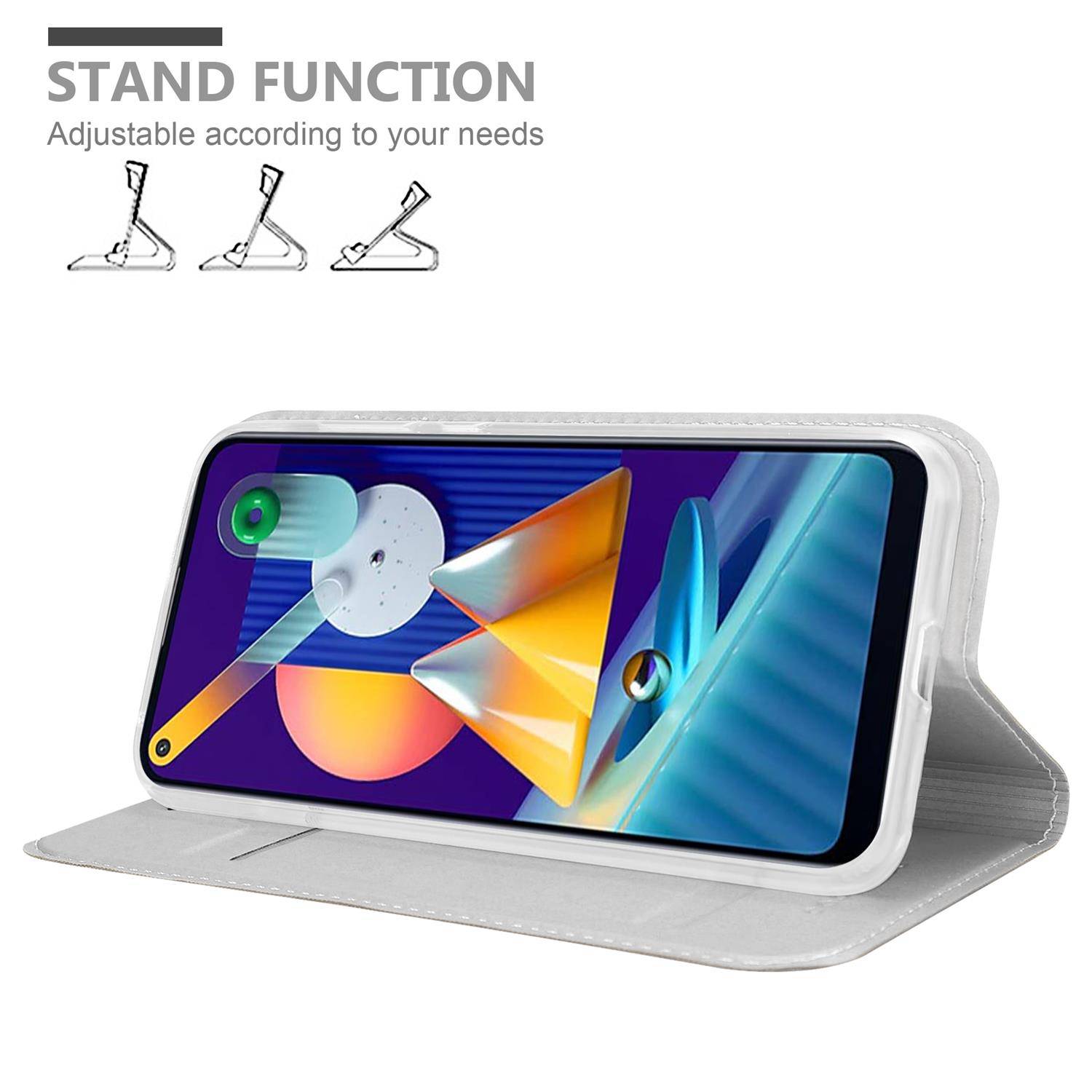 Cadorabo Handyhülle für Samsung Galaxy A11 / M11 Schutz Hülle in Silber Cover Etui Book Case Booklet