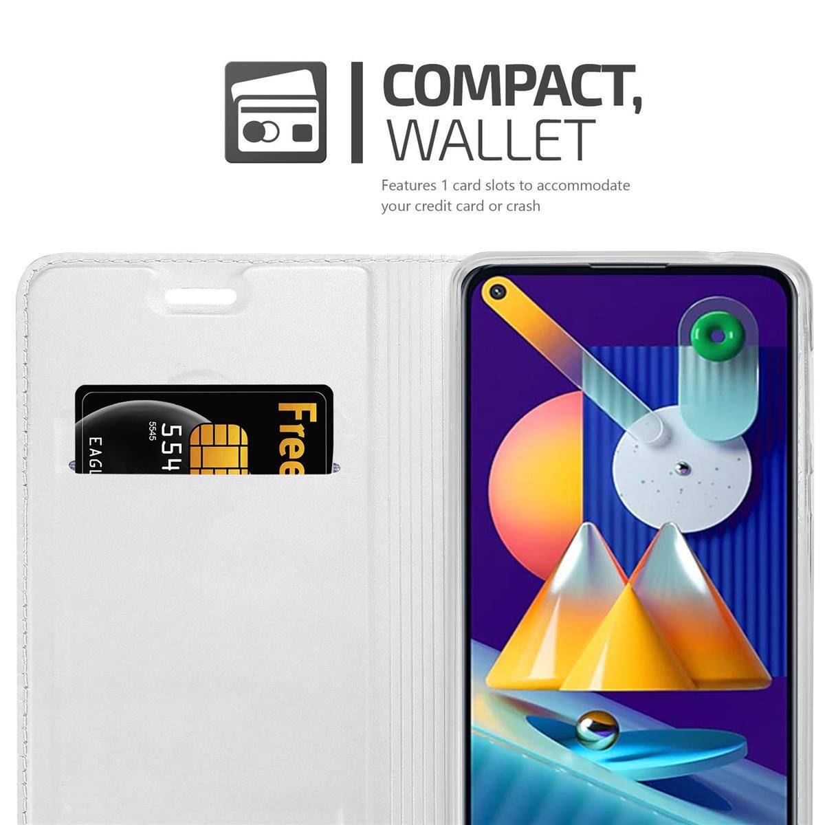 Cadorabo Handyhülle für Samsung Galaxy A11 / M11 Schutz Hülle in Silber Cover Etui Book Case Booklet