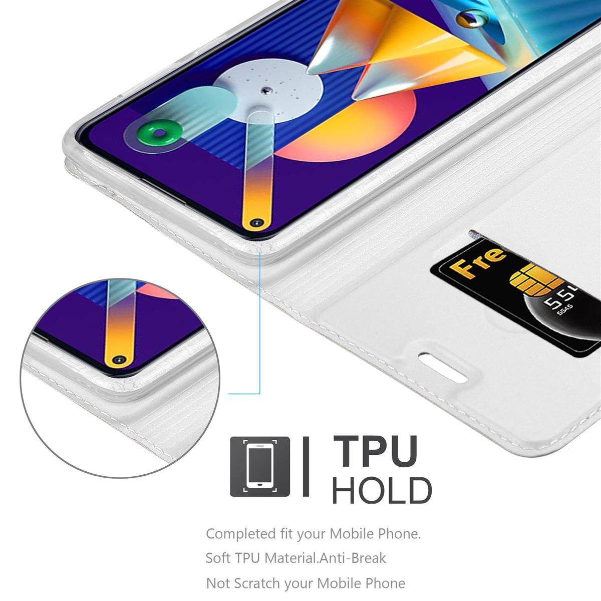 Cadorabo Handyhülle für Samsung Galaxy A11 / M11 Schutz Hülle in Silber Cover Etui Book Case Booklet