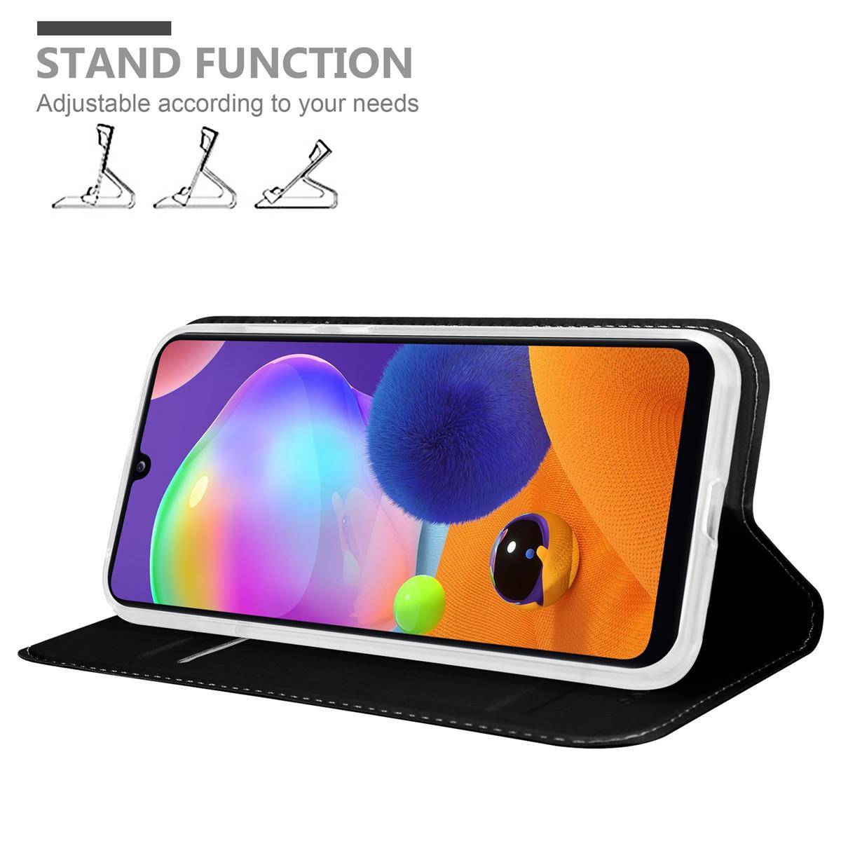 Cadorabo Handyhülle für Samsung Galaxy A31 Schutz Hülle in Schwarz Cover Etui Book Case Booklet