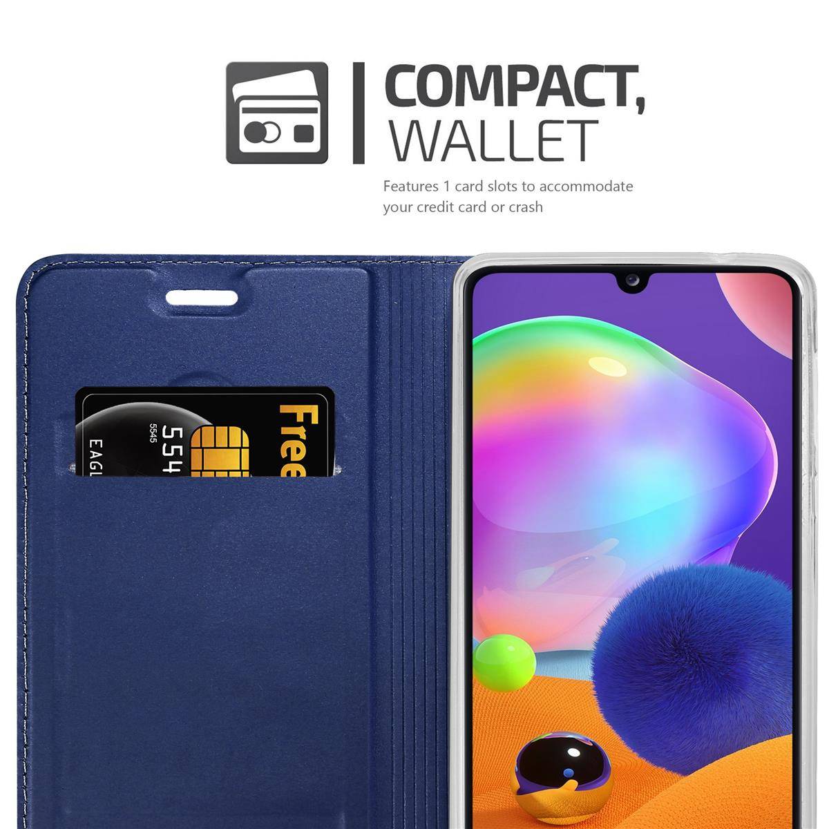 Cadorabo Handyhülle für Samsung Galaxy A31 Schutz Hülle in Blau Cover Etui Book Case Booklet