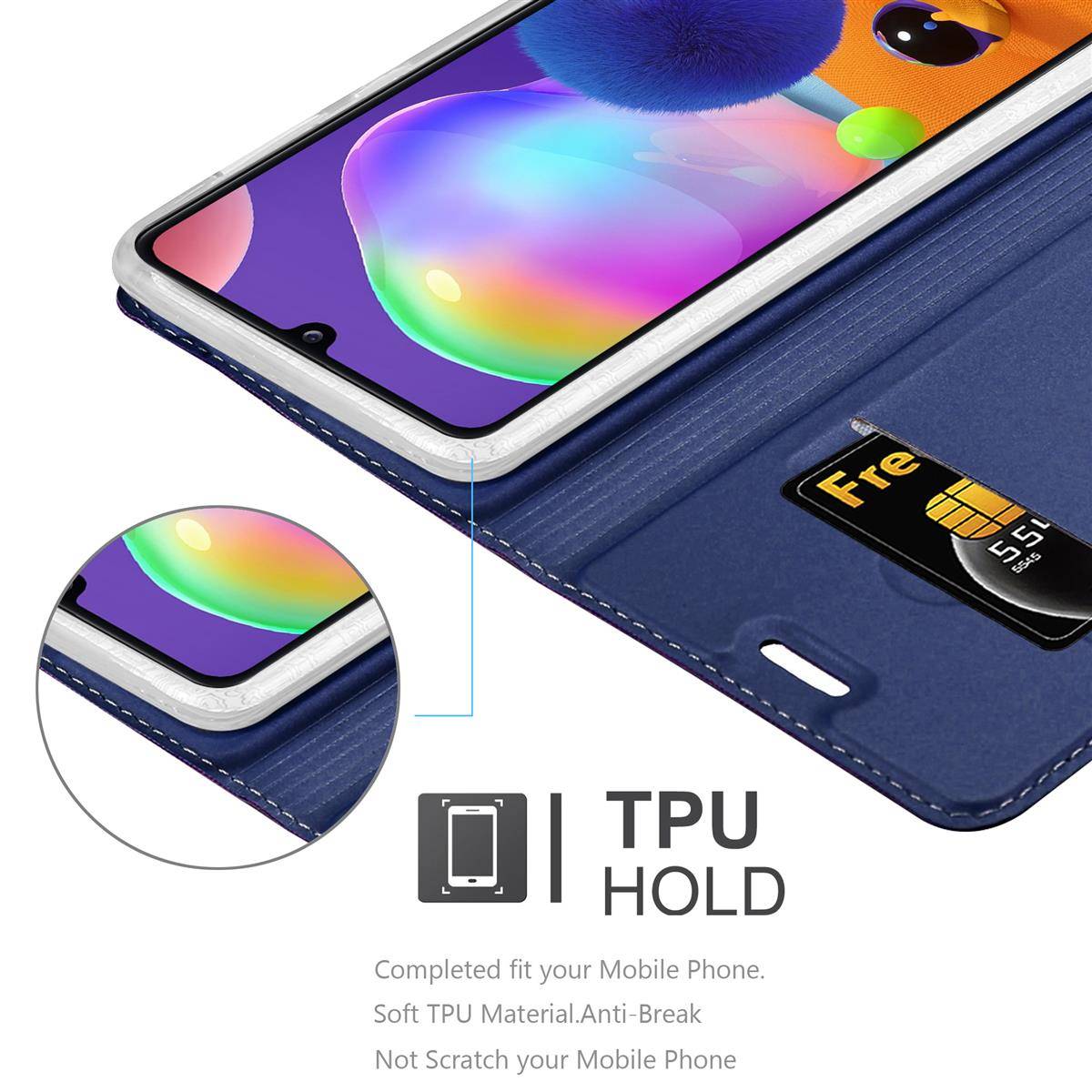 Cadorabo Handyhülle für Samsung Galaxy A31 Schutz Hülle in Blau Cover Etui Book Case Booklet