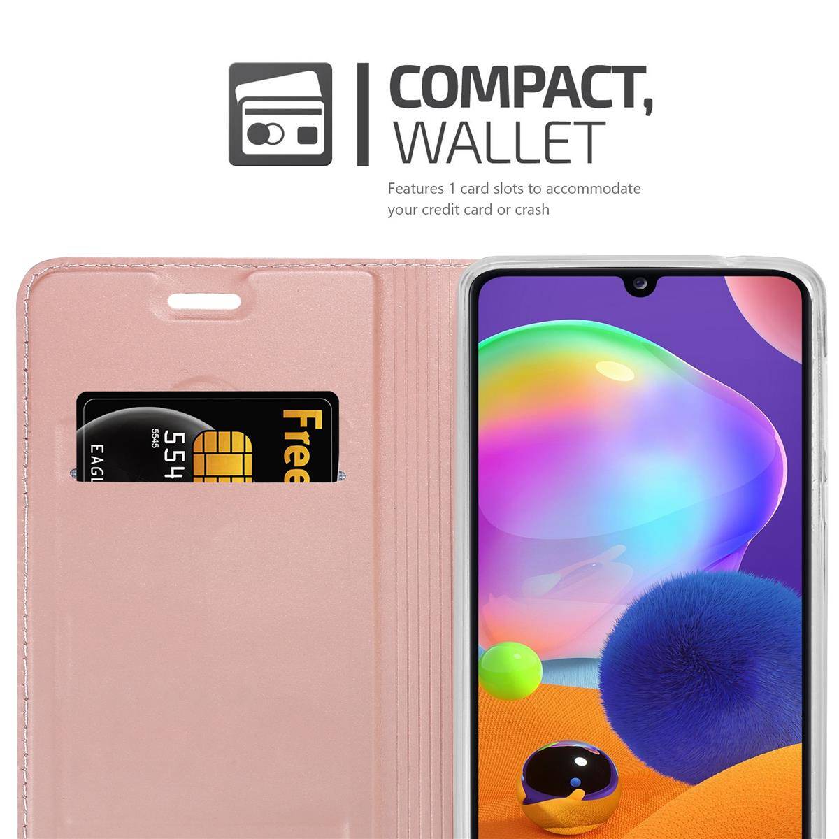 Cadorabo Handyhülle für Samsung Galaxy A31 Schutz Hülle in Rosa Cover Etui Book Case Booklet
