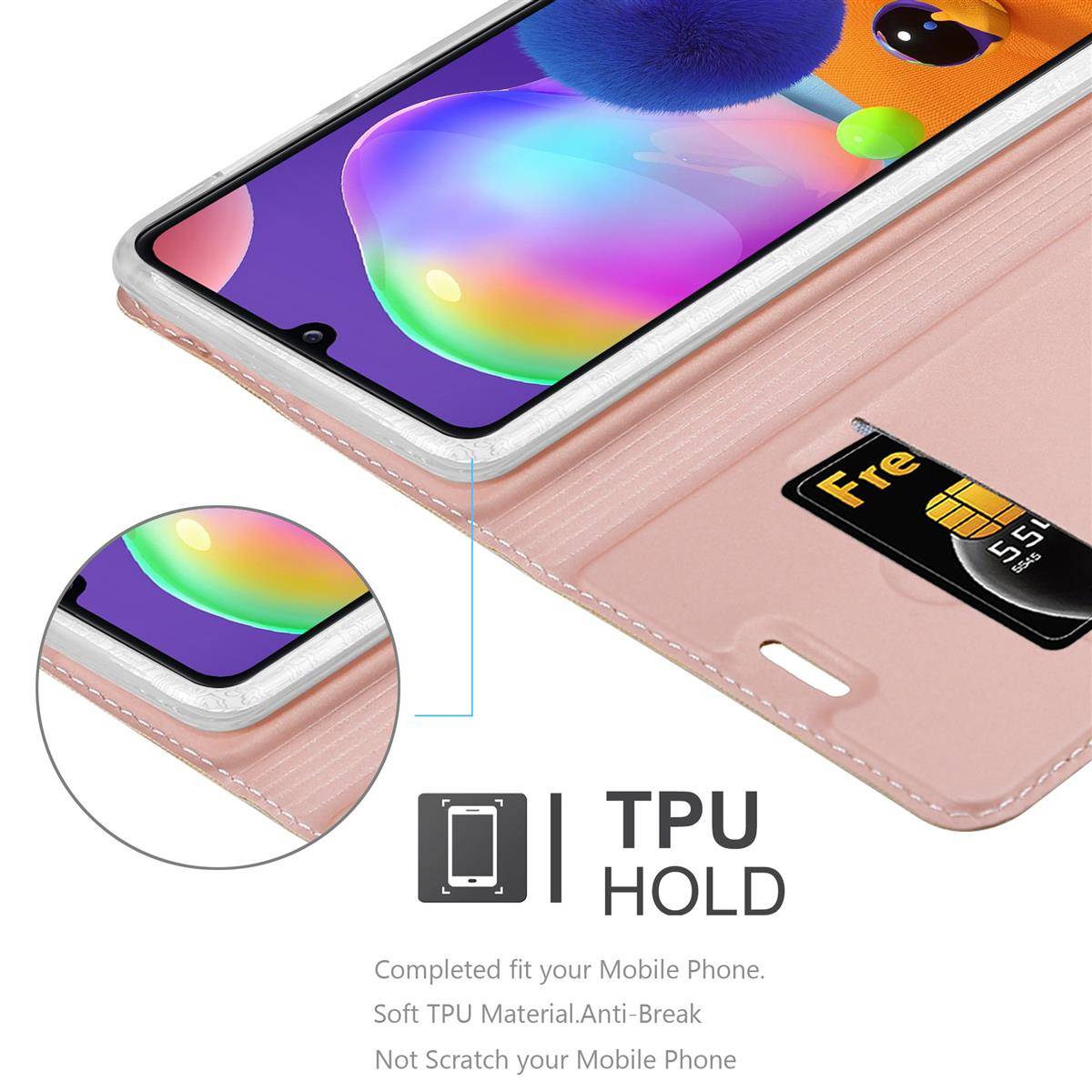 Cadorabo Handyhülle für Samsung Galaxy A31 Schutz Hülle in Rosa Cover Etui Book Case Booklet