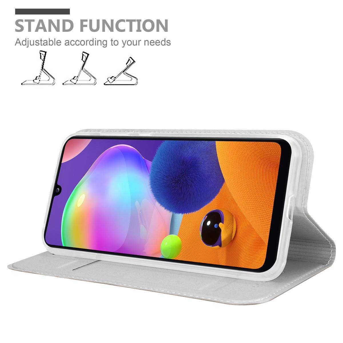 Cadorabo Handyhülle für Samsung Galaxy A31 Schutz Hülle in Silber Cover Etui Book Case Booklet