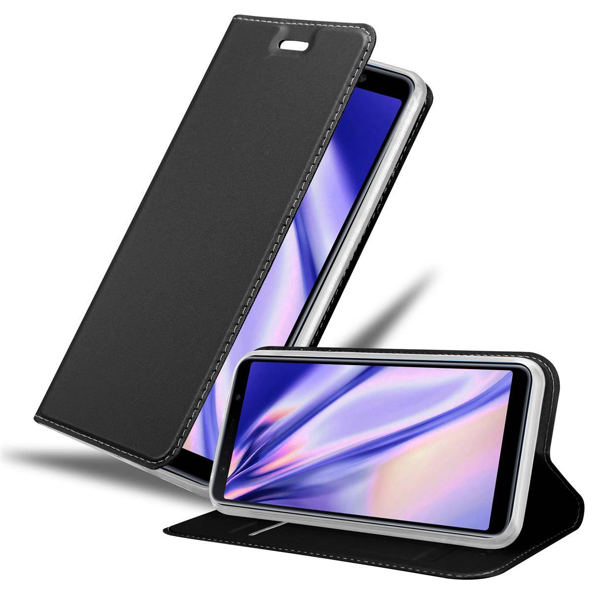 Cadorabo Handyhülle für Samsung Galaxy A7 2018 Schutz Hülle in Schwarz Cover Etui Book Case Booklet
