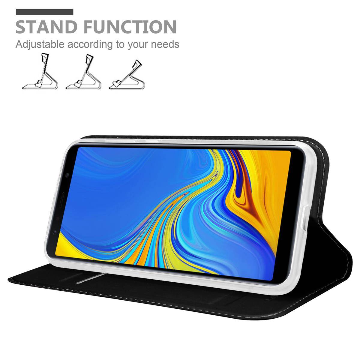 Cadorabo Handyhülle für Samsung Galaxy A7 2018 Schutz Hülle in Schwarz Cover Etui Book Case Booklet