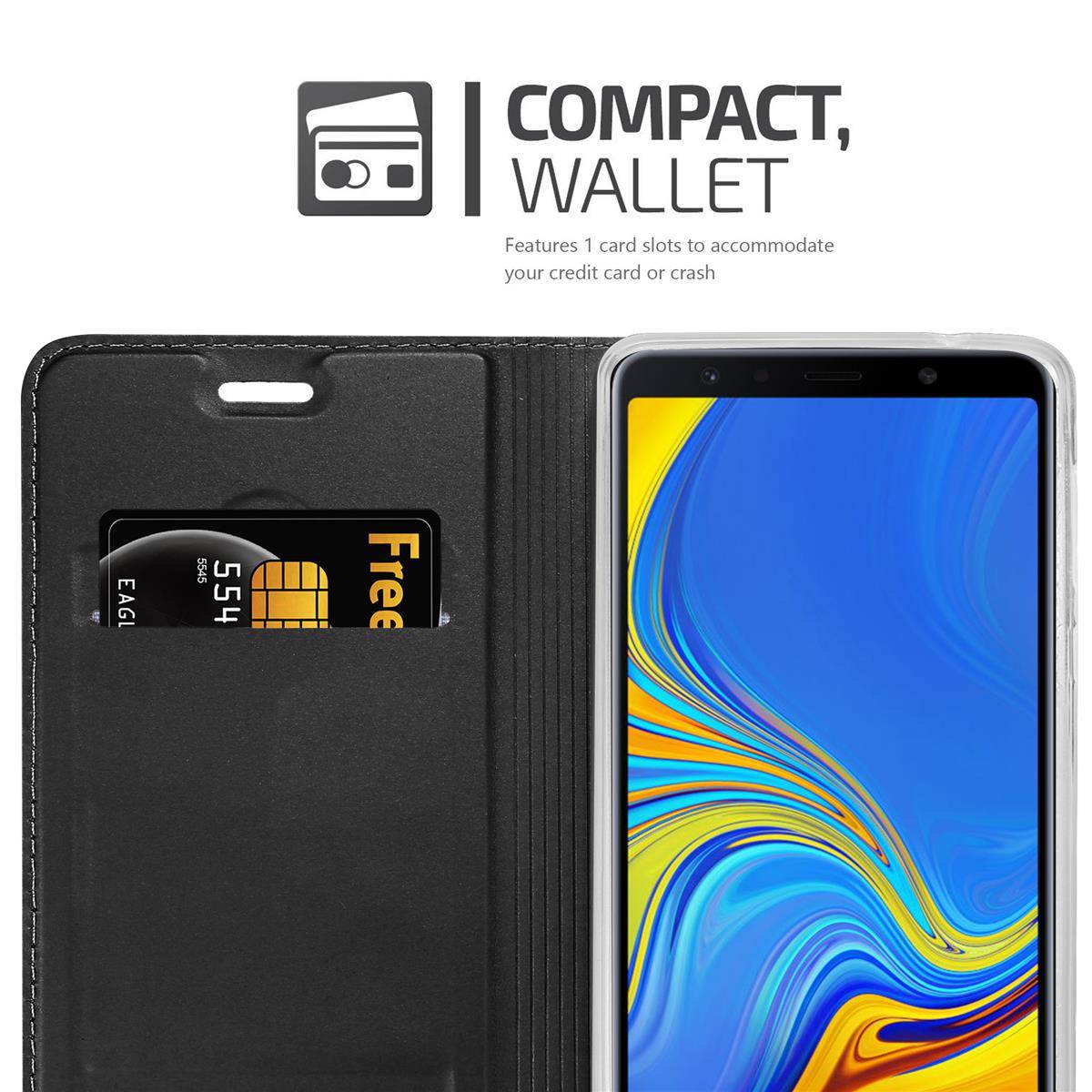 Cadorabo Handyhülle für Samsung Galaxy A7 2018 Schutz Hülle in Schwarz Cover Etui Book Case Booklet