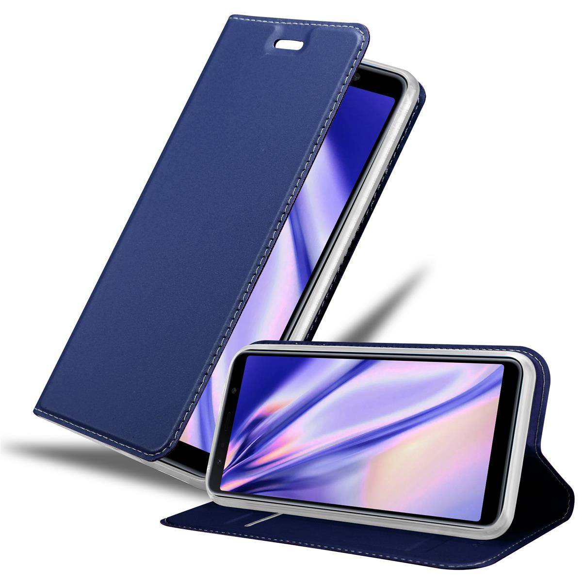 Cadorabo Handyhülle für Samsung Galaxy A7 2018 Schutz Hülle in Blau Cover Etui Book Case Booklet