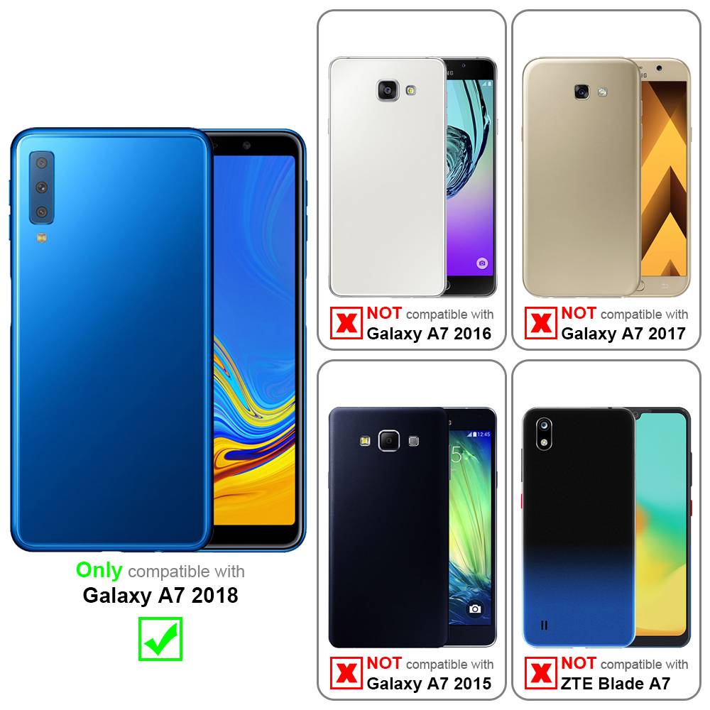 Cadorabo Handyhülle für Samsung Galaxy A7 2018 Schutz Hülle in Blau Cover Etui Book Case Booklet